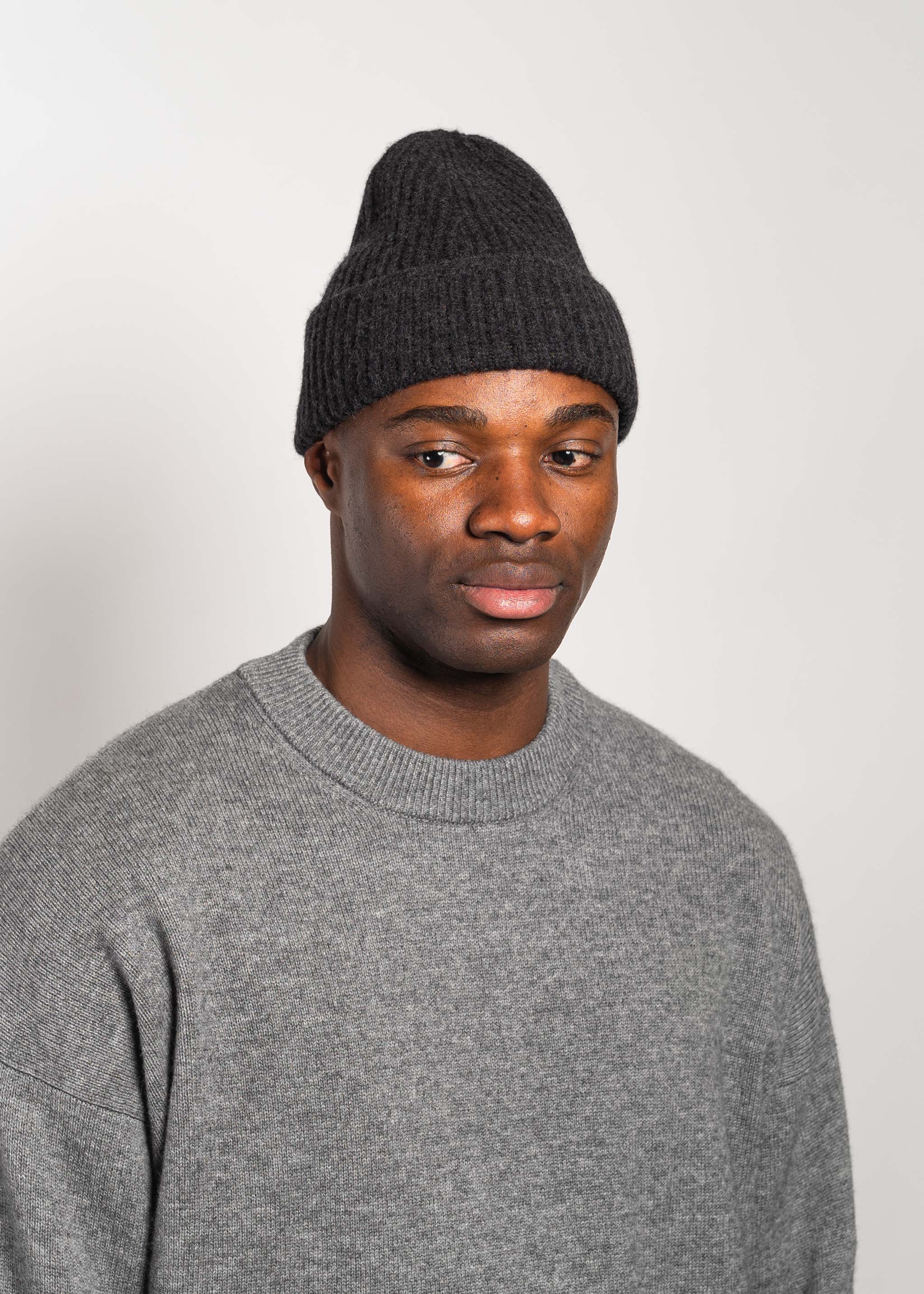 Yacaia Y-0004 Cashmere Blend Beanie - Black Melange | Headwear