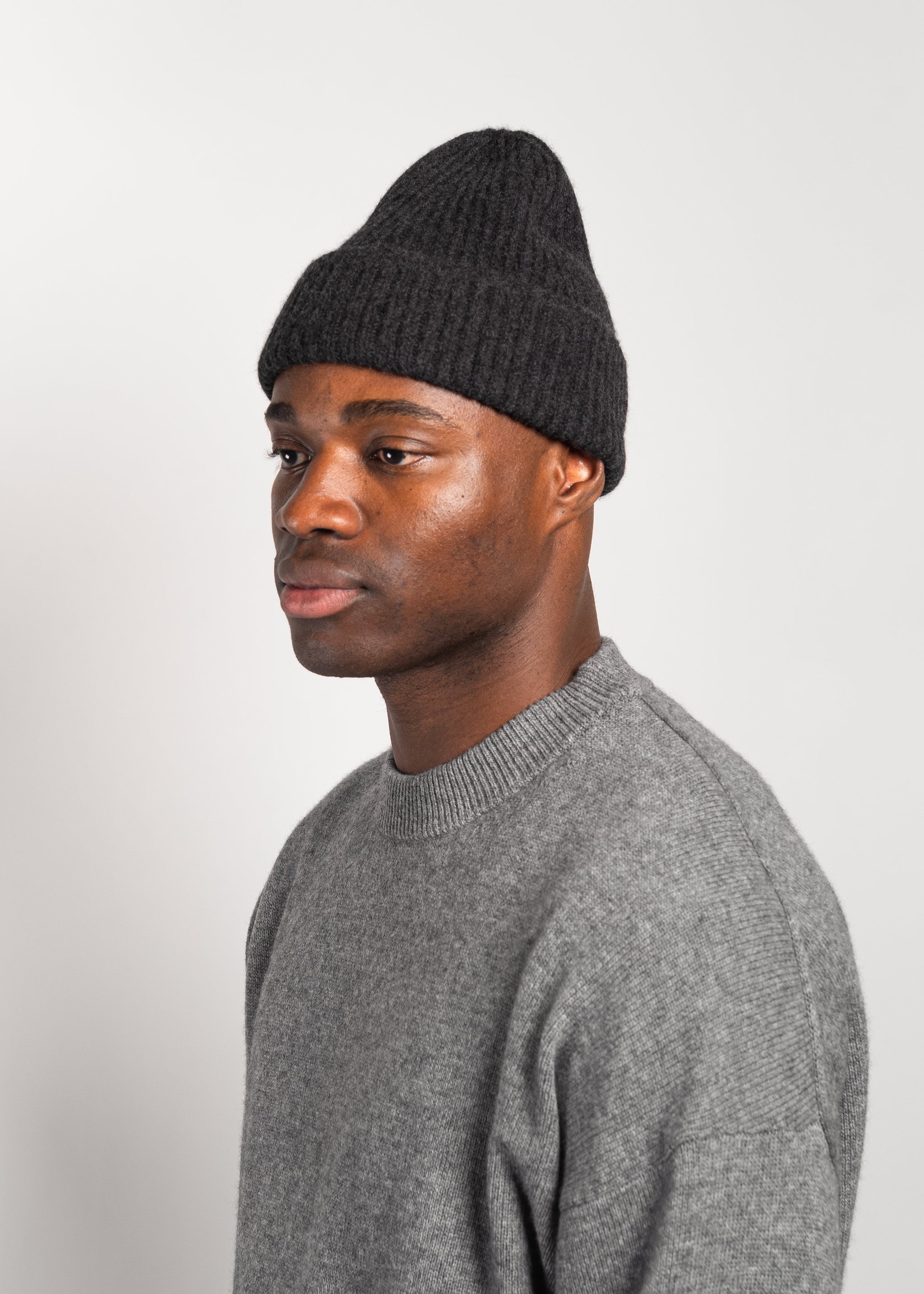 Yacaia Y-0004 Cashmere Blend Beanie - Black Melange | Headwear