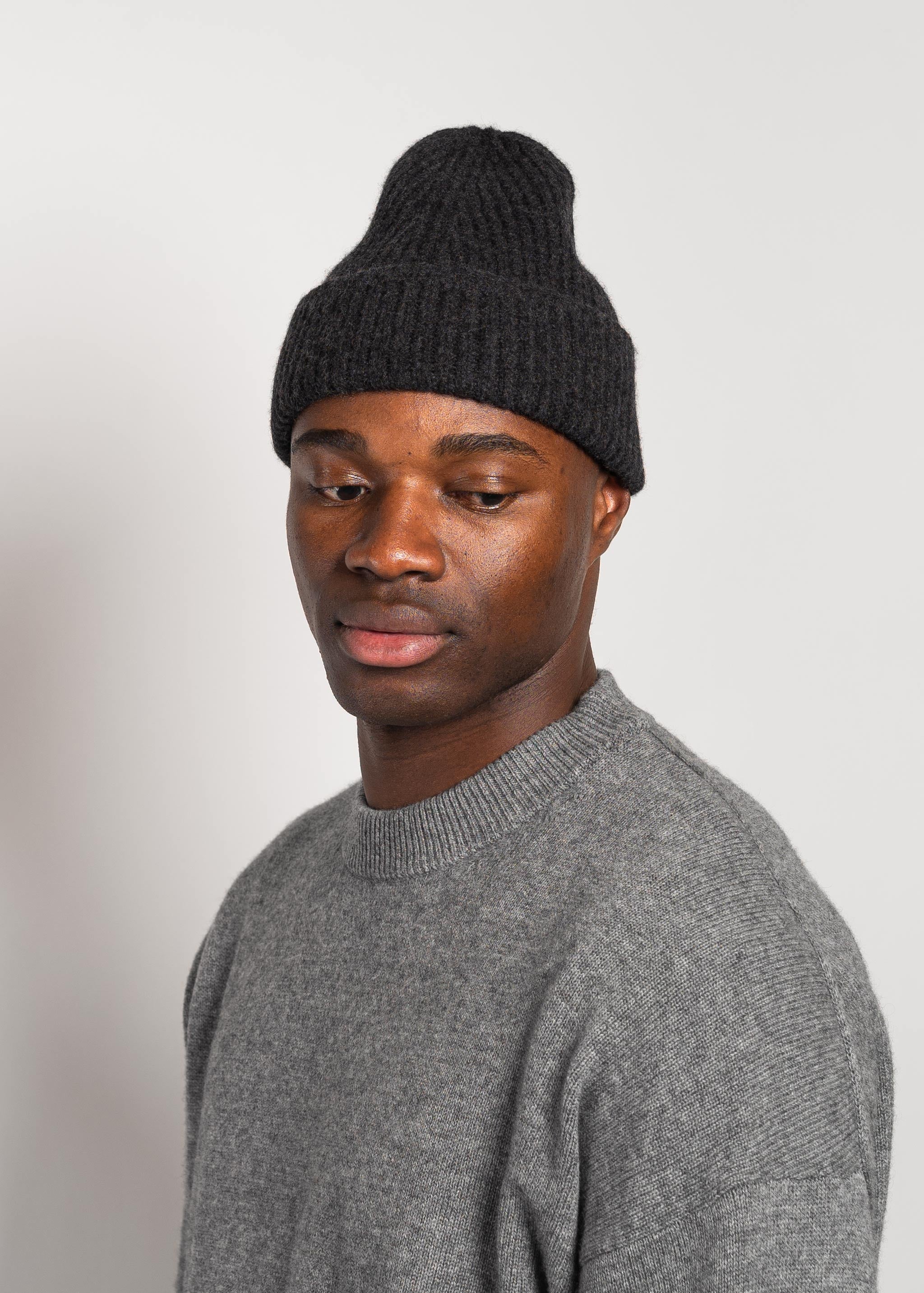 Yacaia Y-0004 Cashmere Blend Beanie - Black Melange | Headwear