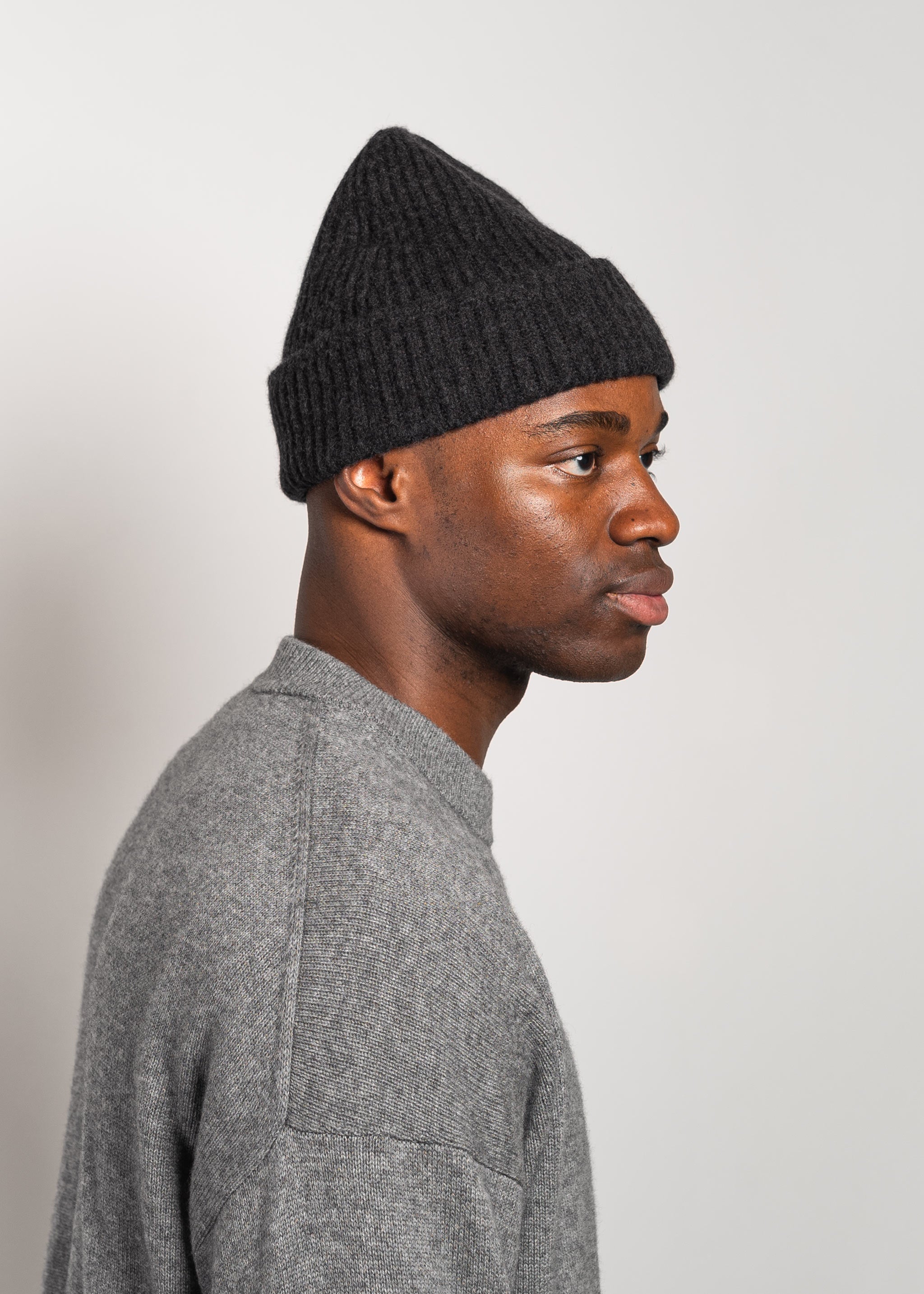 Yacaia Y-0004 Cashmere Blend Beanie - Black Melange