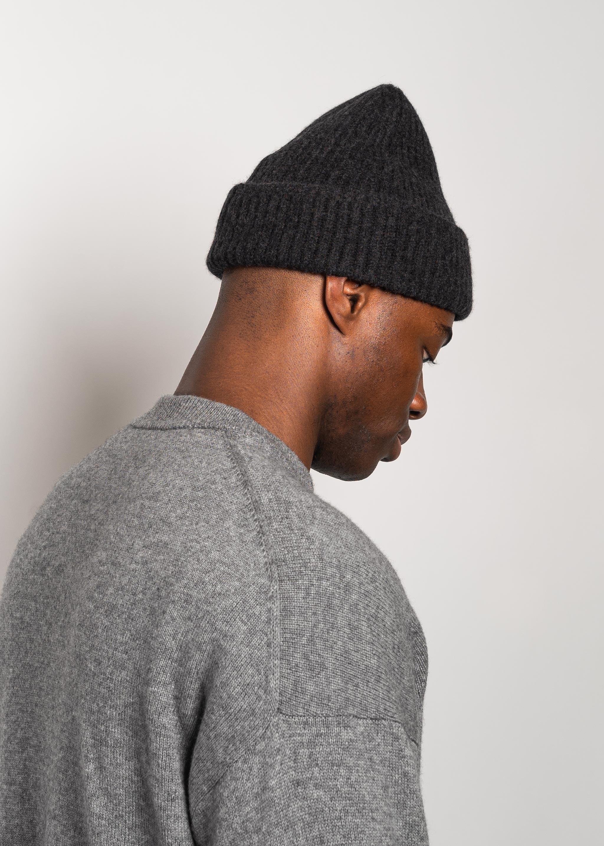 Yacaia Y-0004 Cashmere Blend Beanie - Black Melange | Headwear