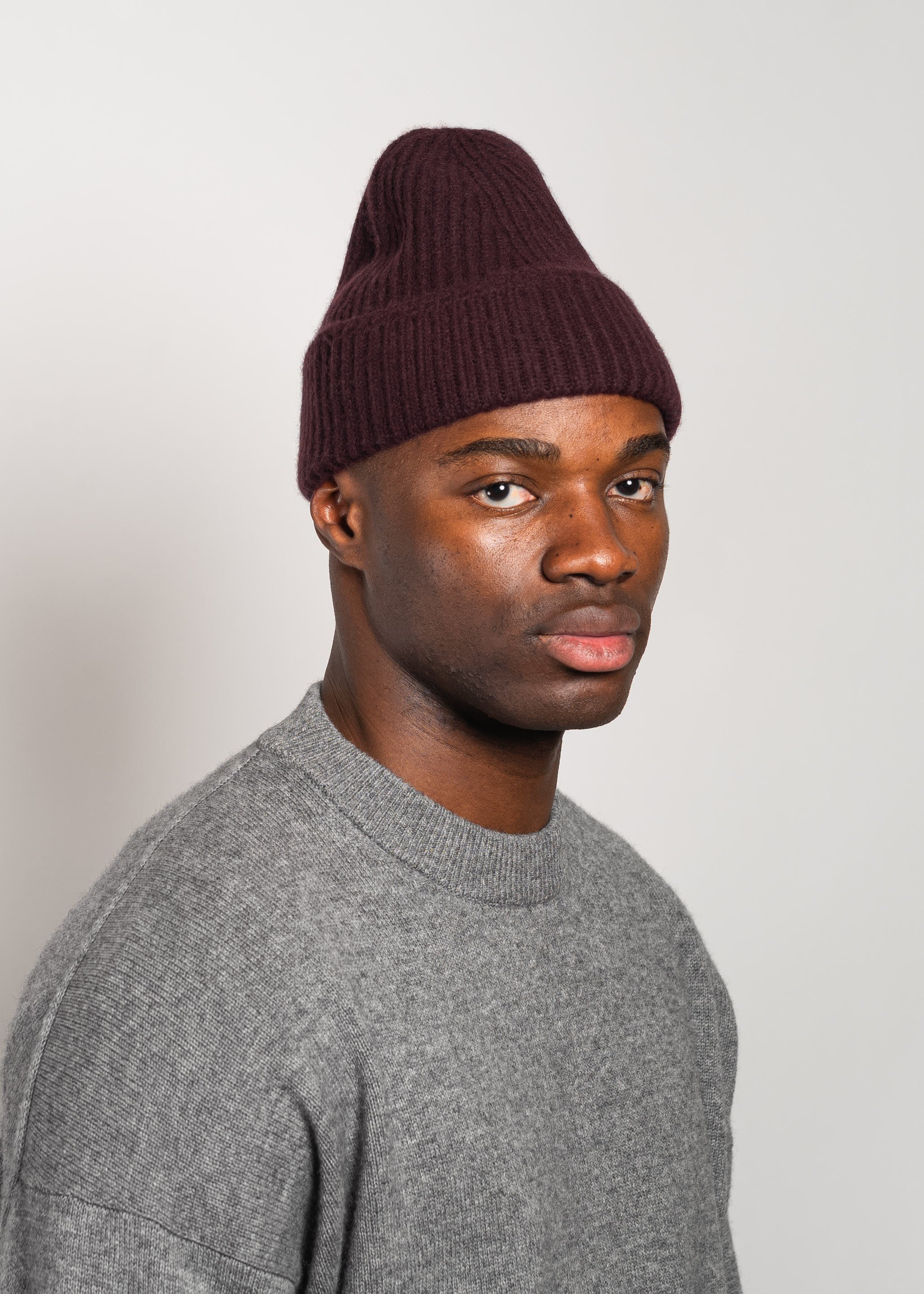 Yacaia Y-0004 Cashmere Blend Beanie - Dark Burgundy | Headwear