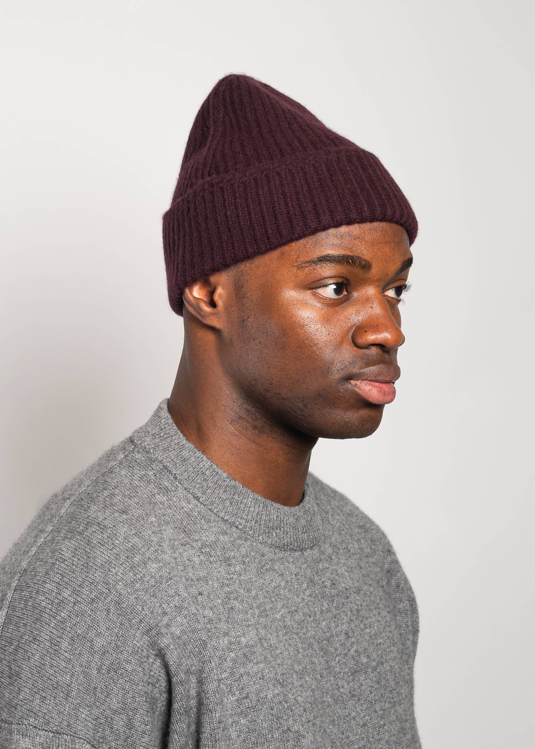 Yacaia Y-0004 Cashmere Blend Beanie - Dark Burgundy | Headwear