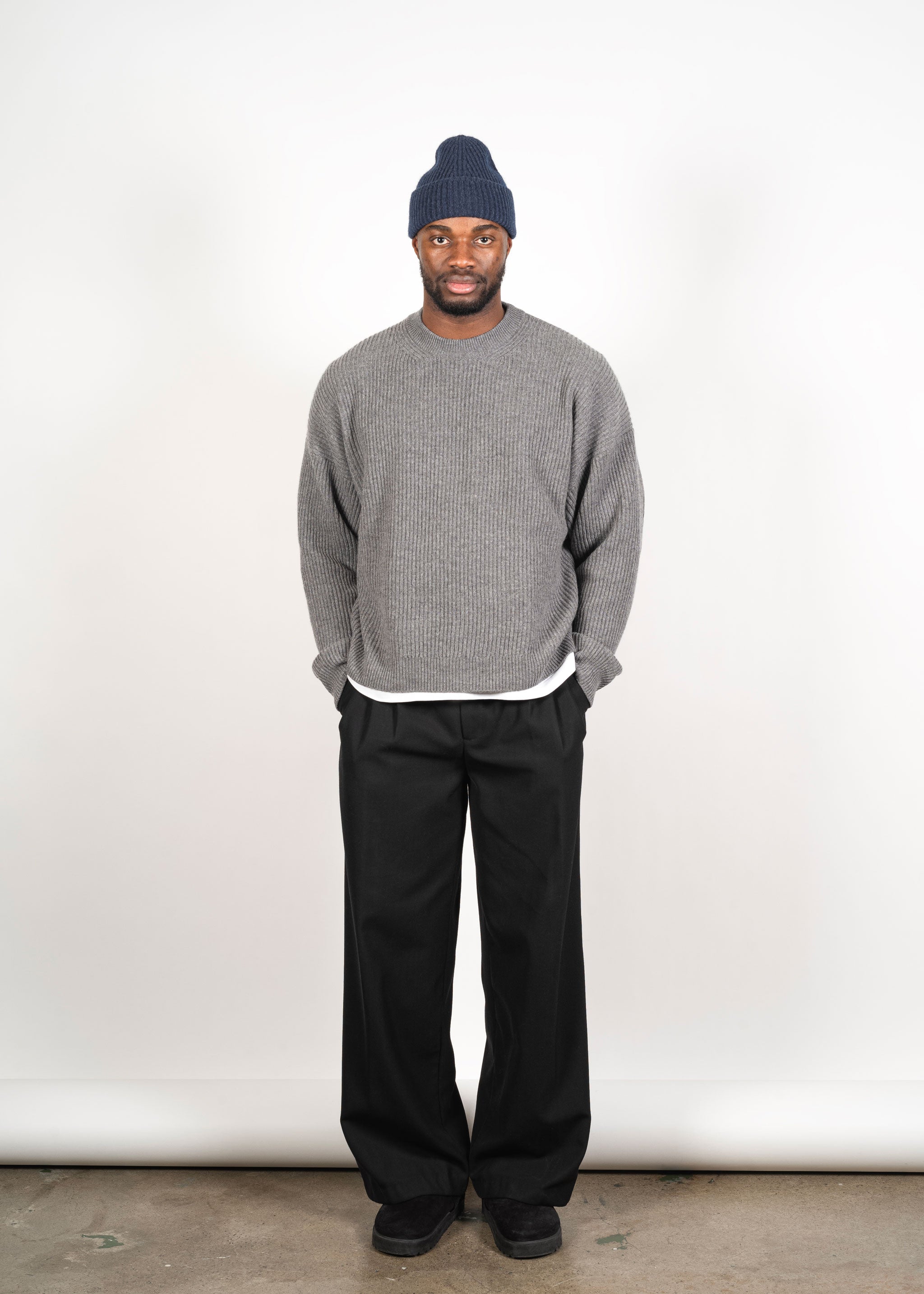 Yacaia Y-0004 Cashmere Blend Beanie - Navy Melange | Headwear