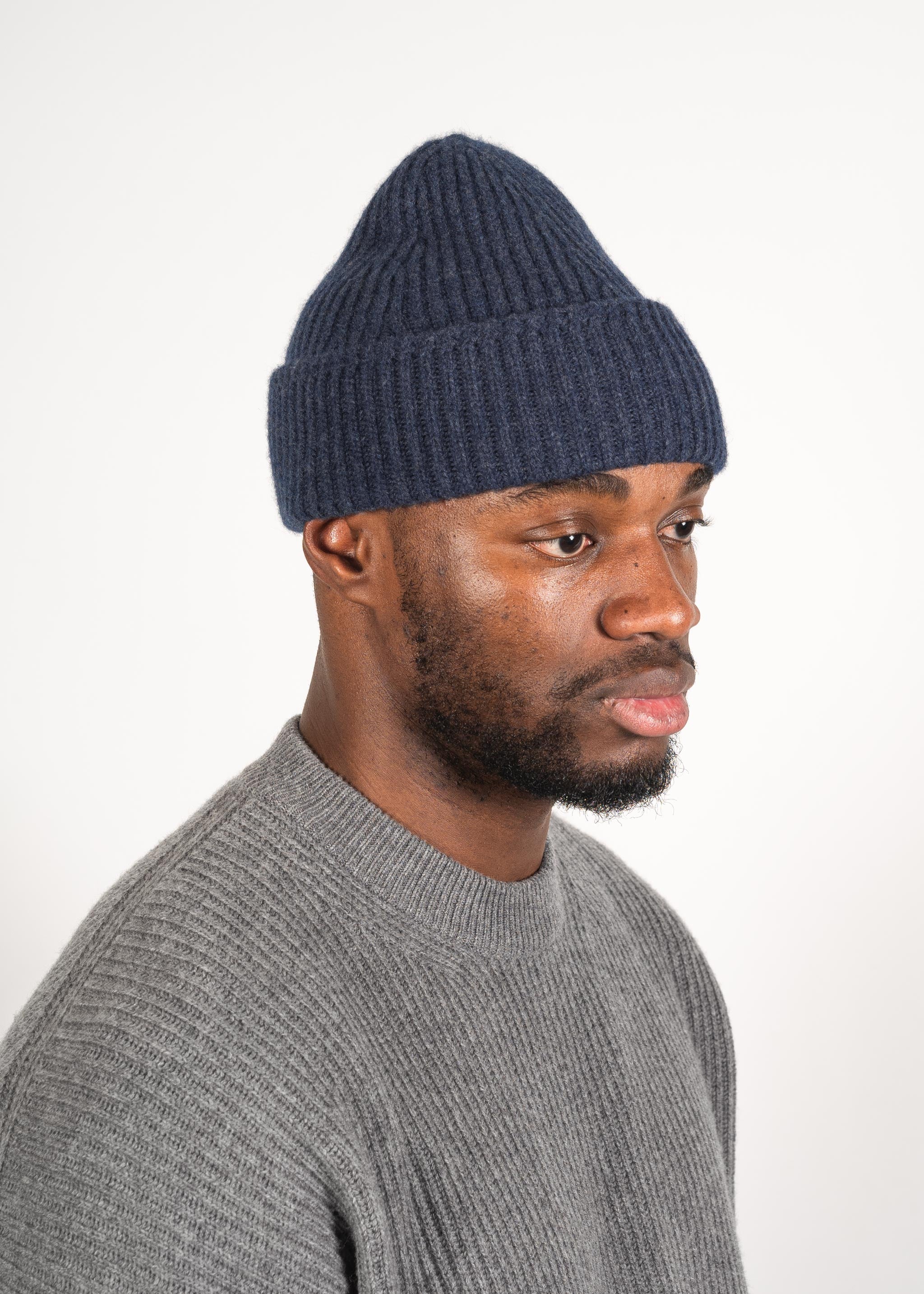 Yacaia Y-0004 Cashmere Blend Beanie - Navy Melange | Headwear
