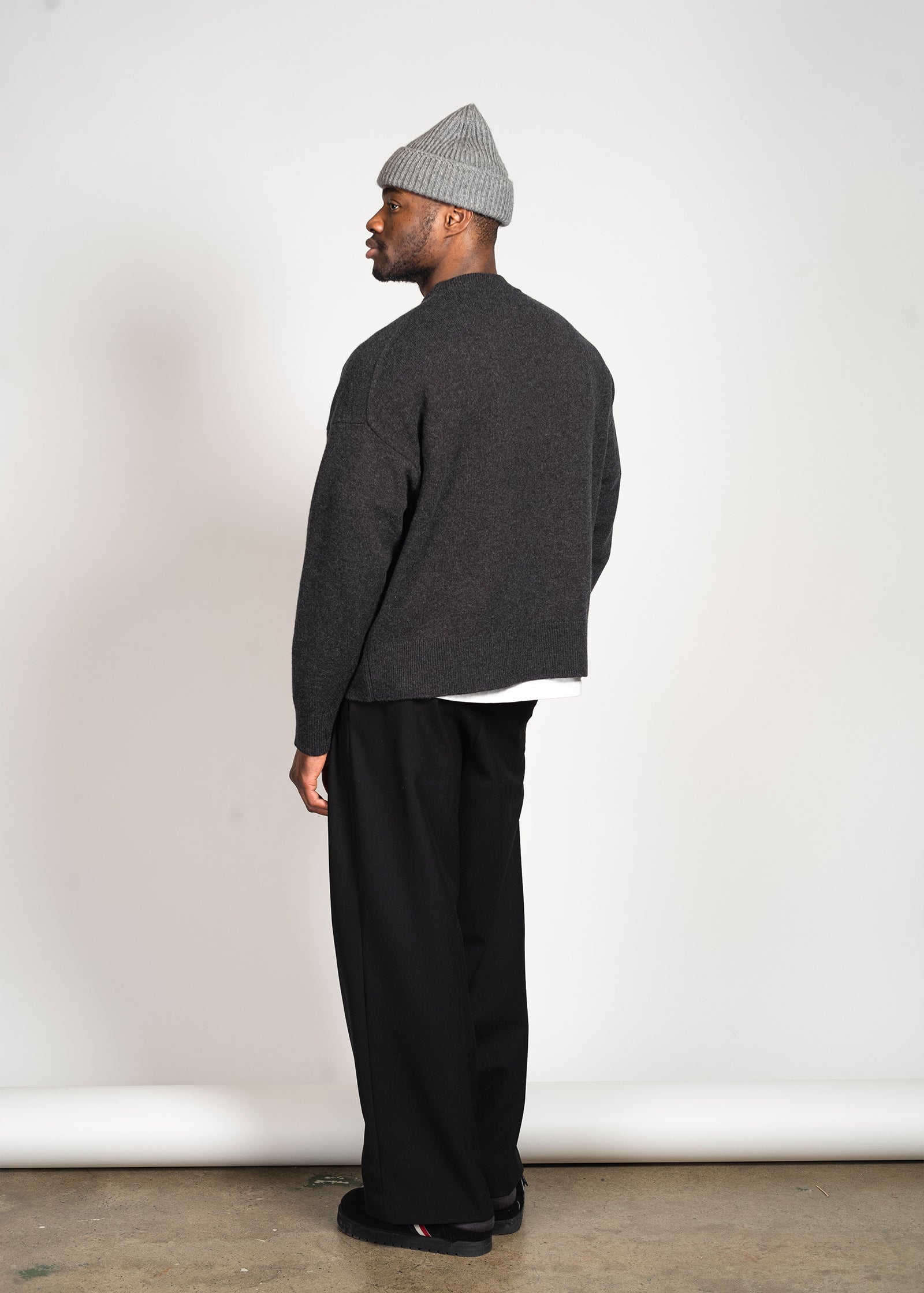 Yacaia Y-0008 Oversized Cashmere Blend Sweater - Black Melange | Knitwear