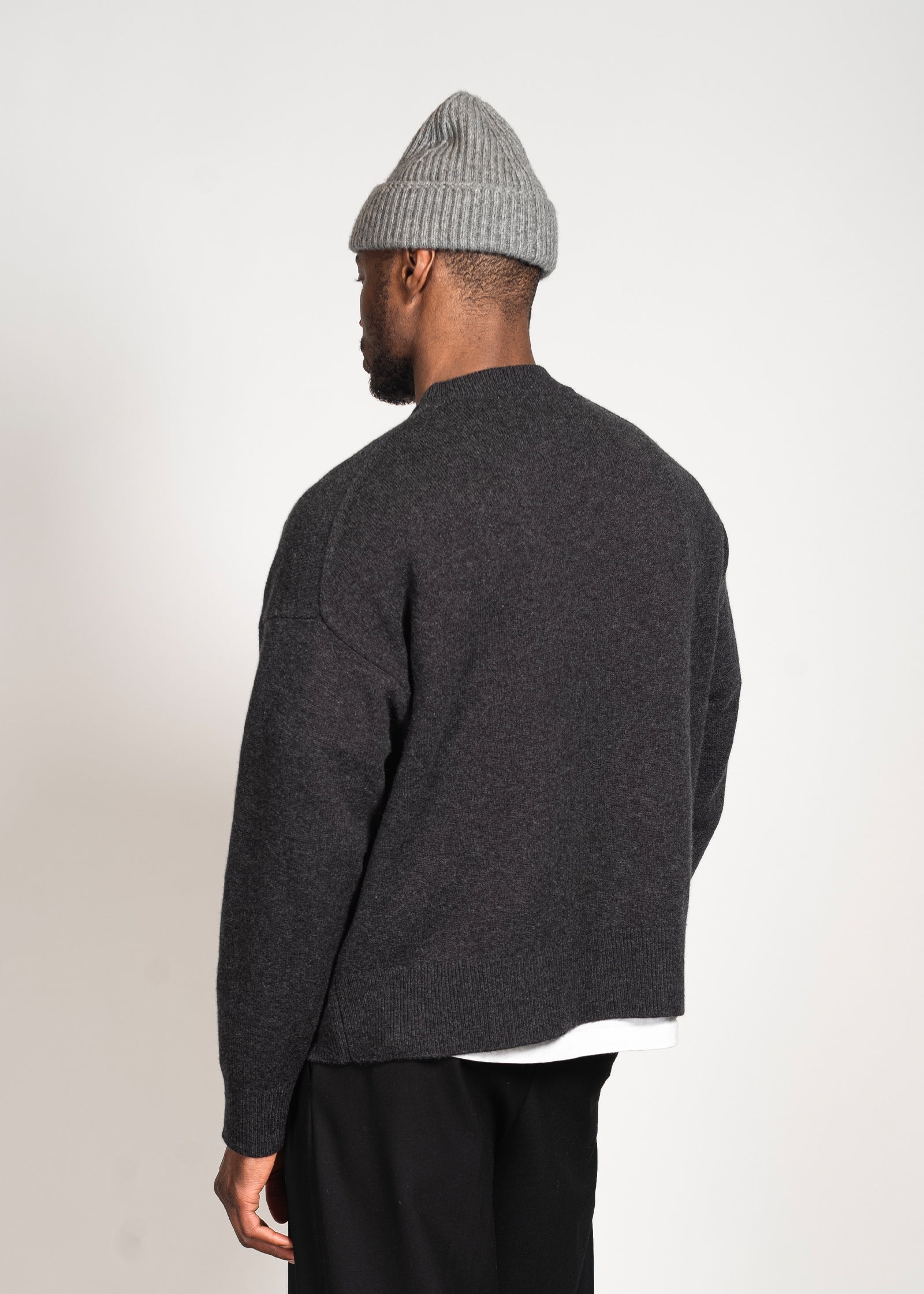 Yacaia Y-0008 Oversized Cashmere Blend Sweater - Black Melange | Knitwear