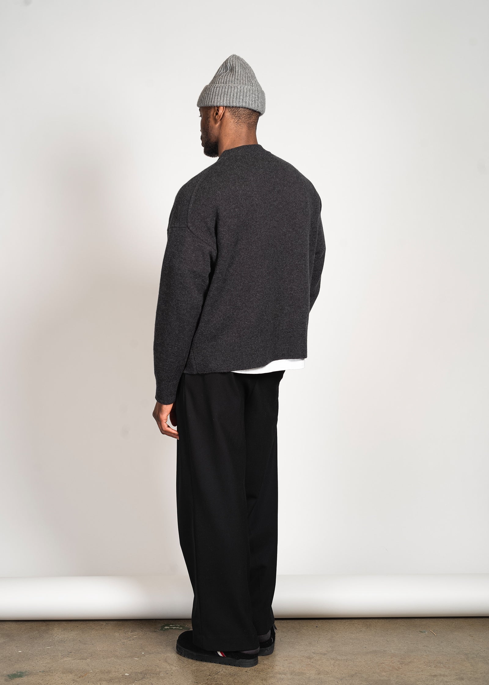 Yacaia Y-0008 Oversized Cashmere Blend Sweater - Black Melange | Knitwear