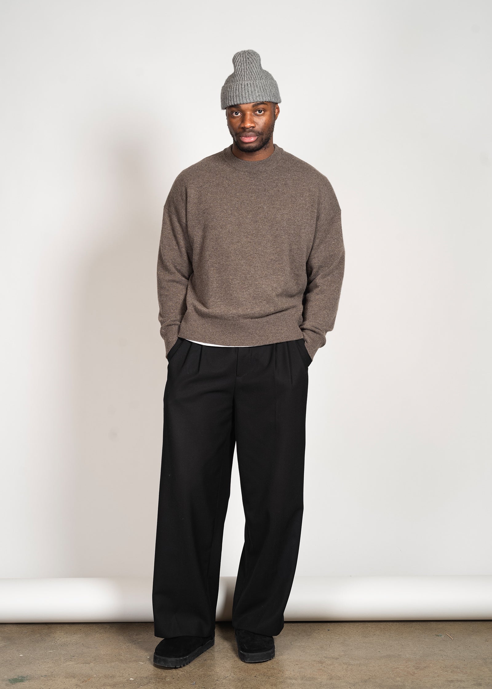Yacaia Y-0008 Oversized Cashmere Blend Sweater - Dark Brown | Knitwear