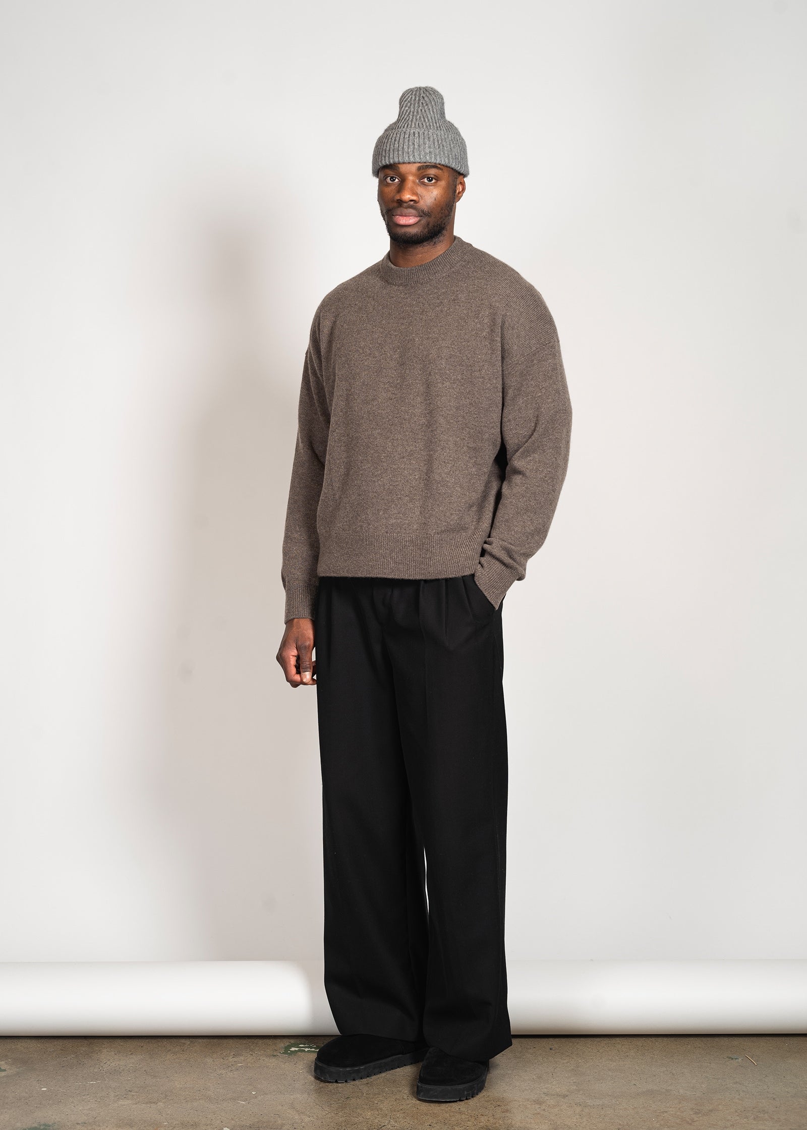 Yacaia Y-0008 Oversized Cashmere Blend Sweater - Dark Brown | Knitwear
