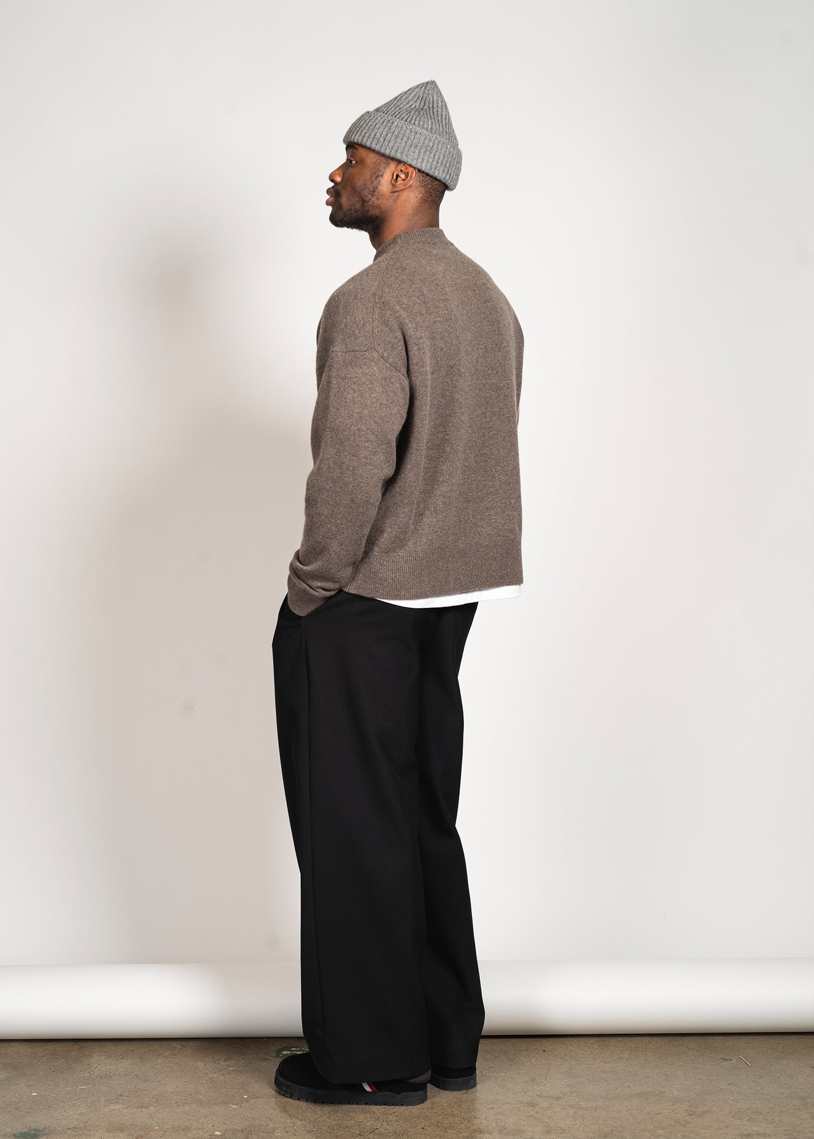 Yacaia Y-0008 Oversized Cashmere Blend Sweater - Dark Brown | Knitwear