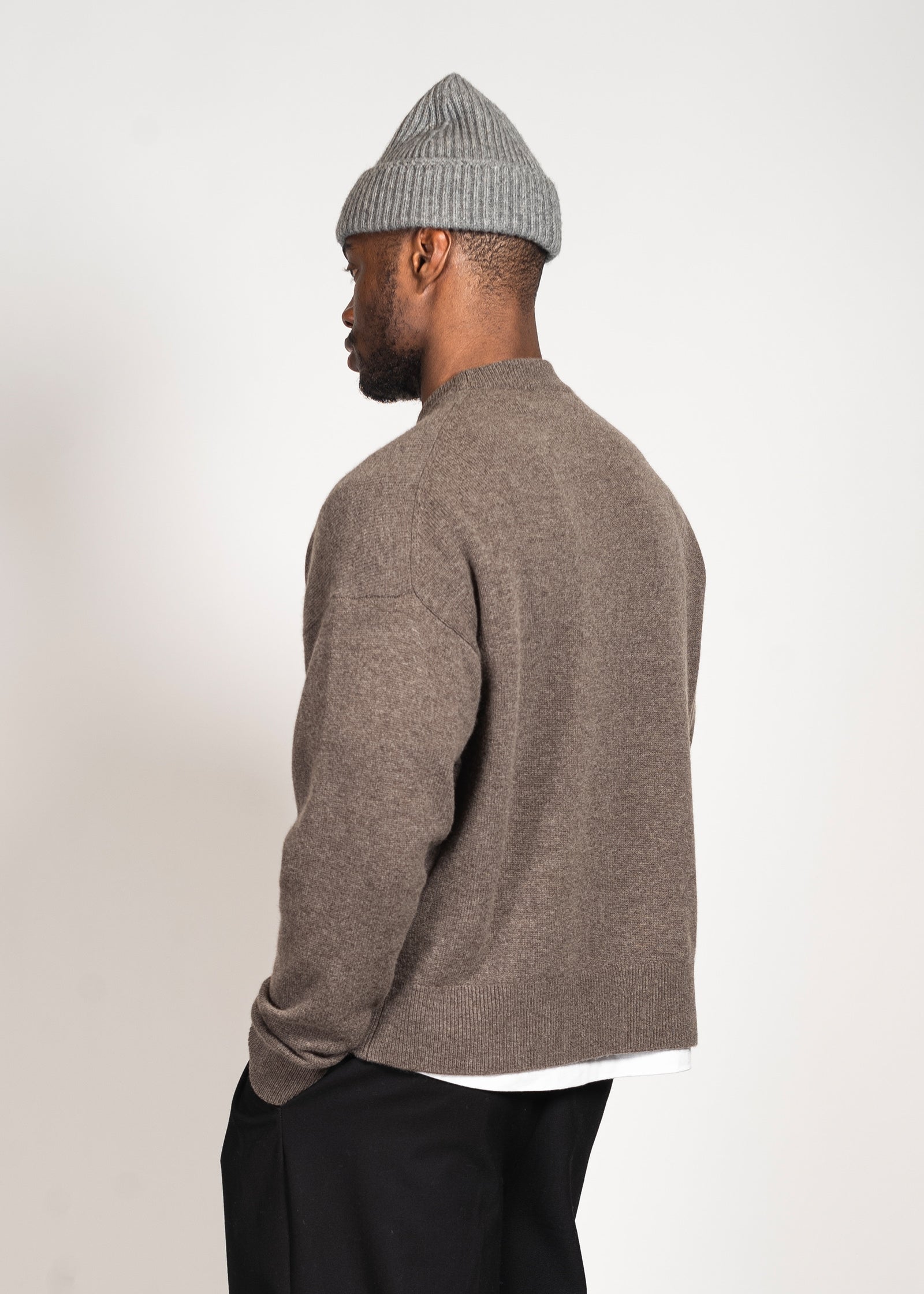 Yacaia Y-0008 Oversized Cashmere Blend Sweater - Dark Brown | Knitwear