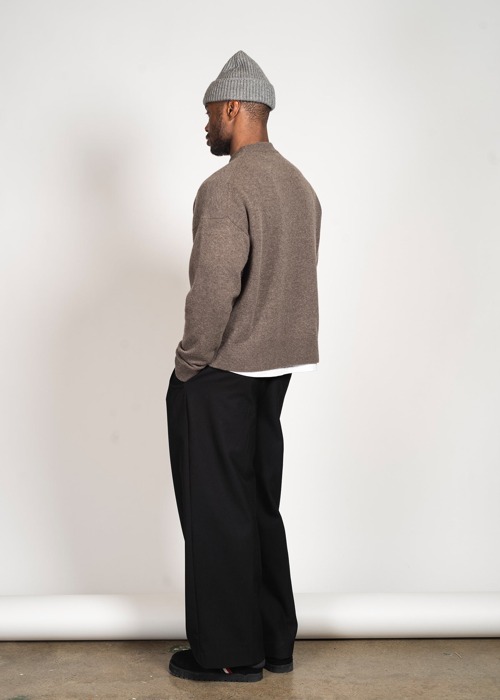 Yacaia Y-0008 Oversized Cashmere Blend Sweater - Dark Brown | Knitwear