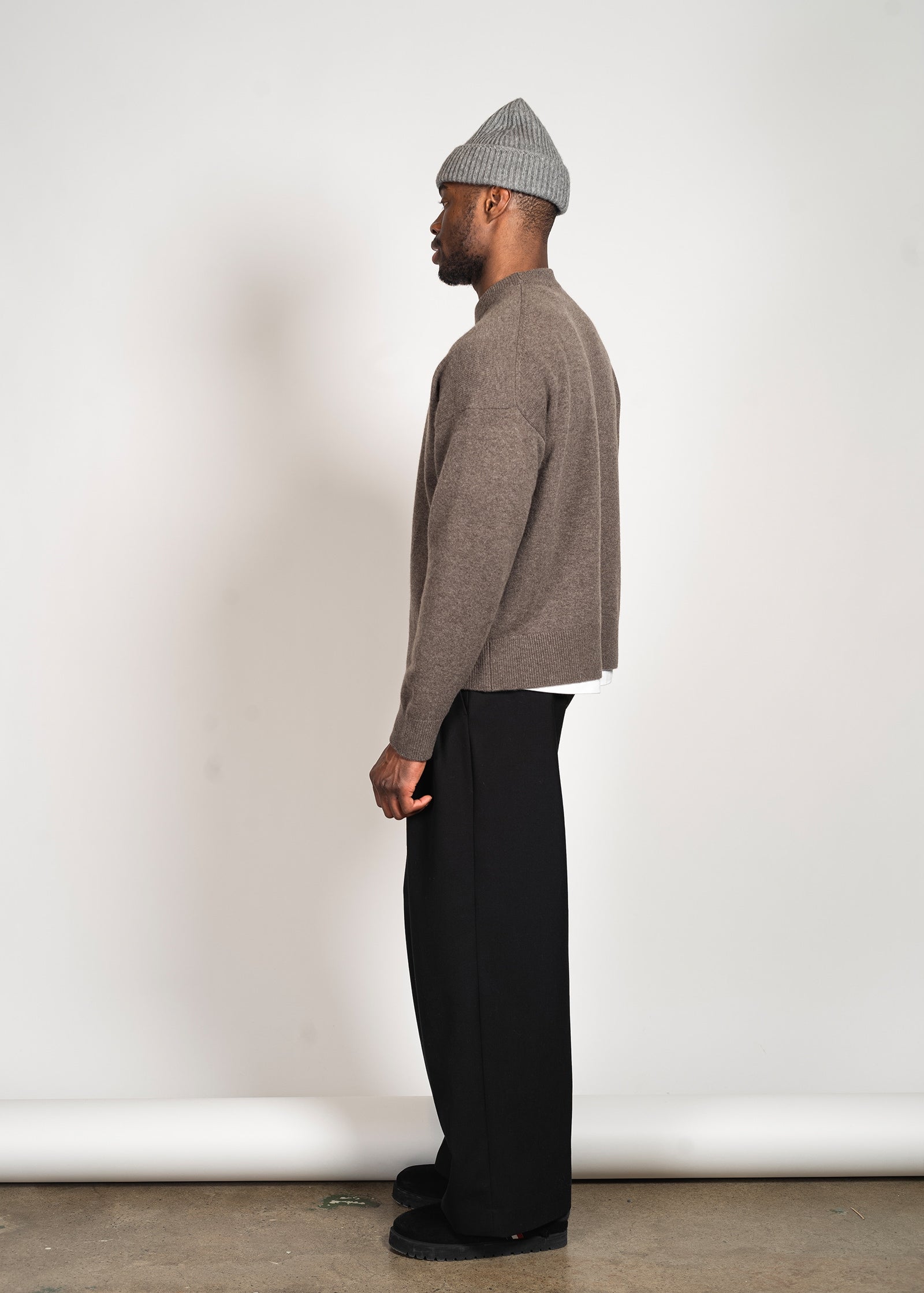Yacaia Y-0008 Oversized Cashmere Blend Sweater - Dark Brown | Knitwear