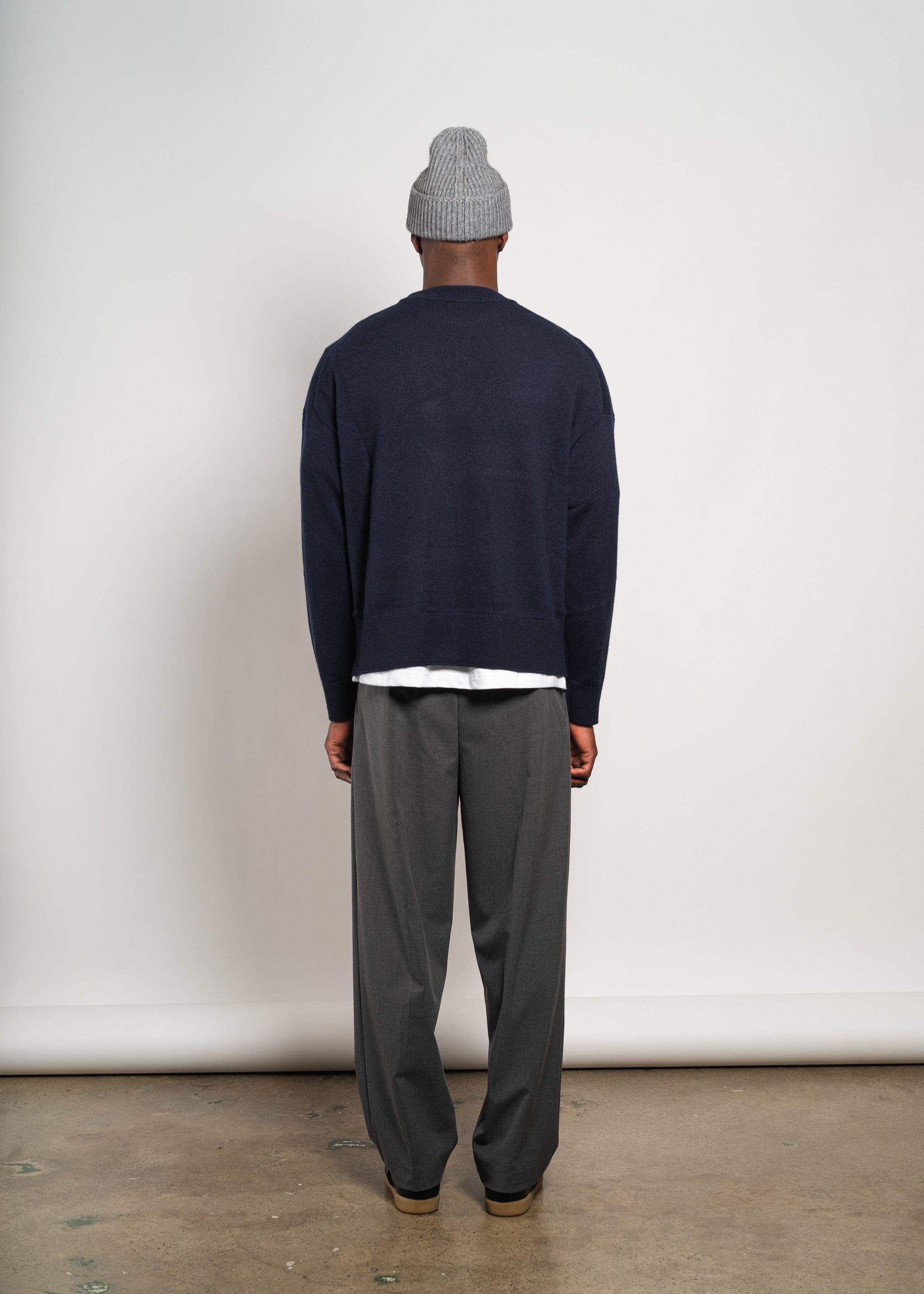 Yacaia Y-0008 Oversized Cashmere Blend Sweater - Navy