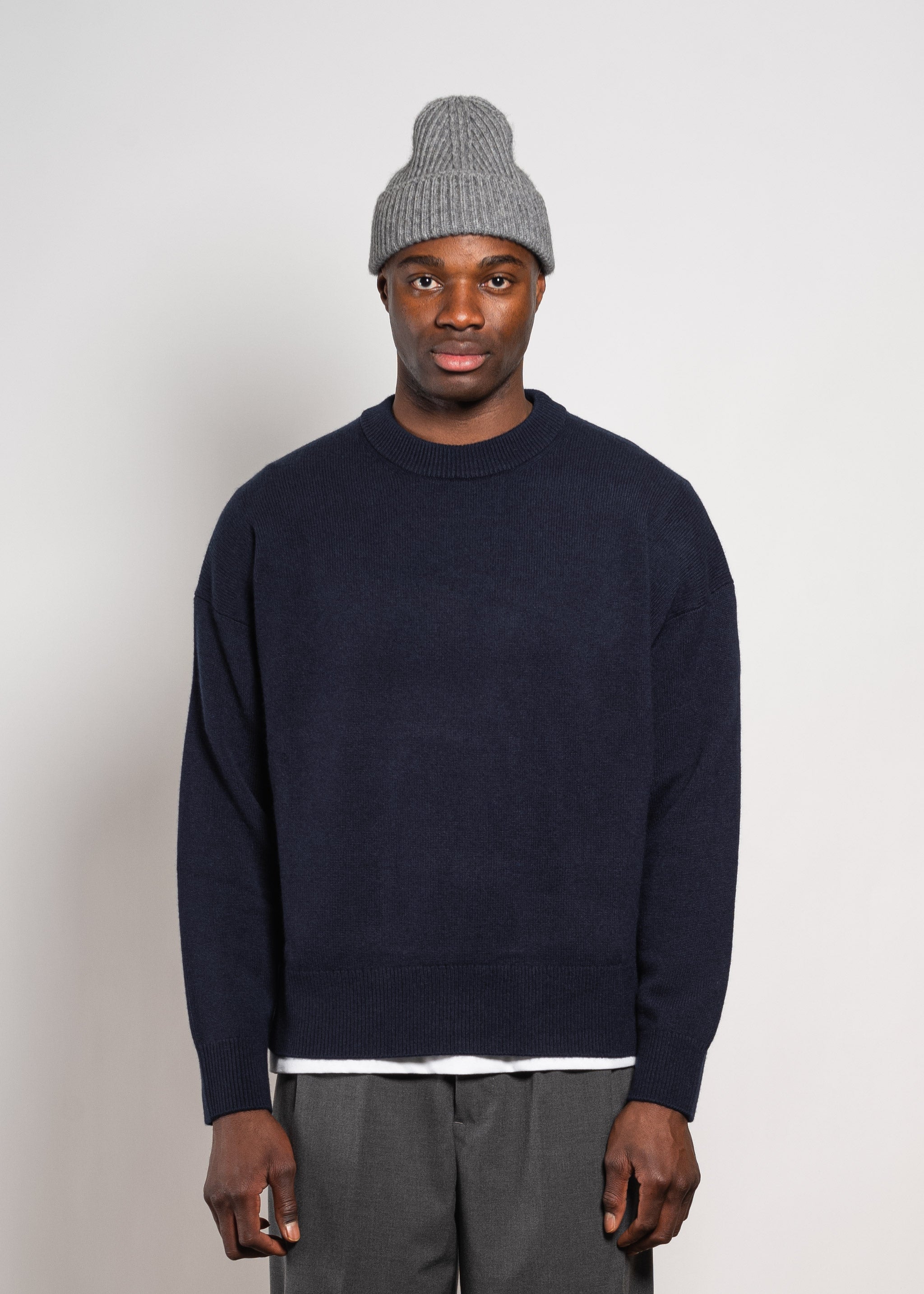 Yacaia Y-0008 Oversized Cashmere Blend Sweater - Navy | Knitwear