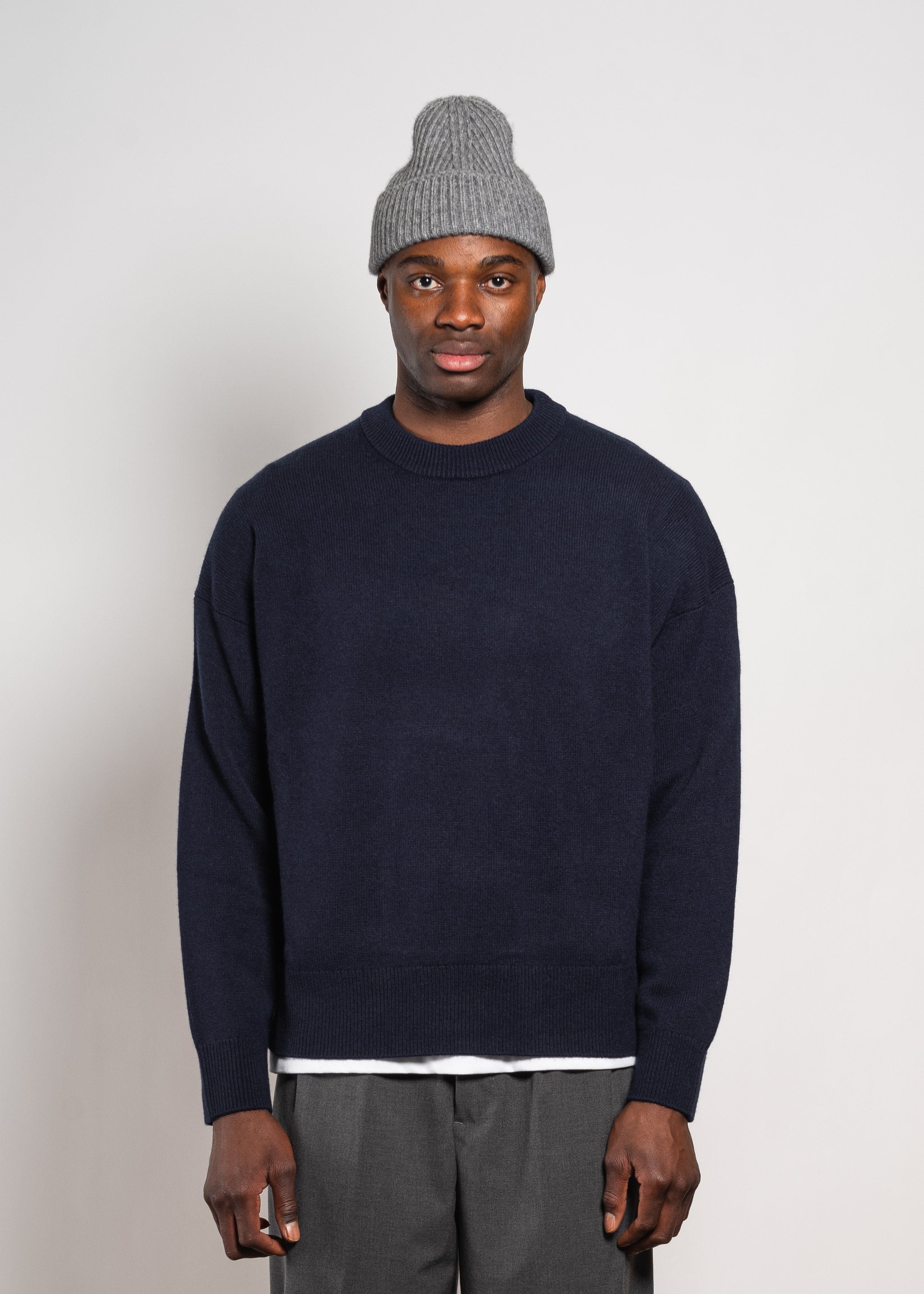 Yacaia Y-0008 Oversized Cashmere Blend Sweater - Navy