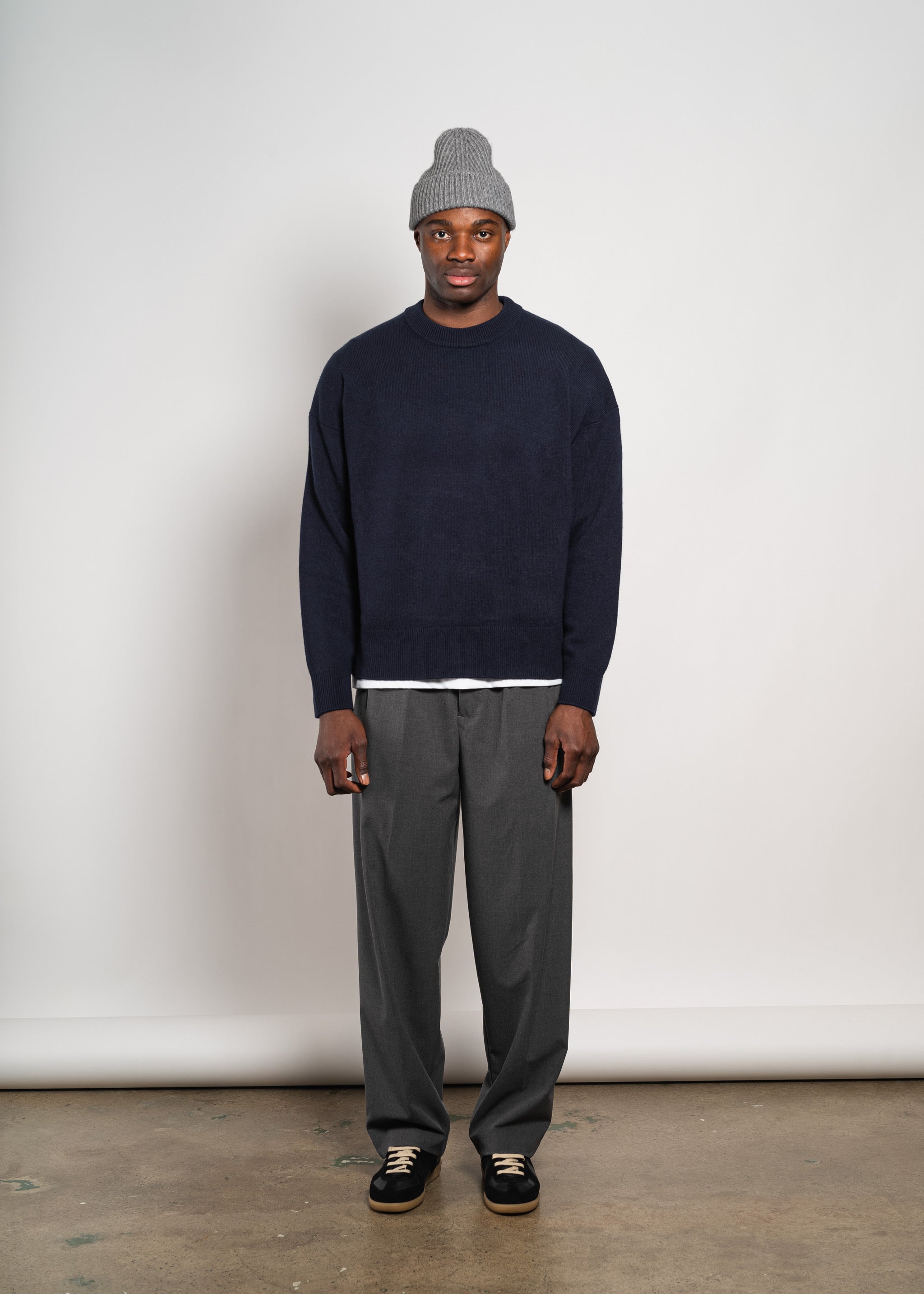 Yacaia Y-0008 Oversized Cashmere Blend Sweater - Navy