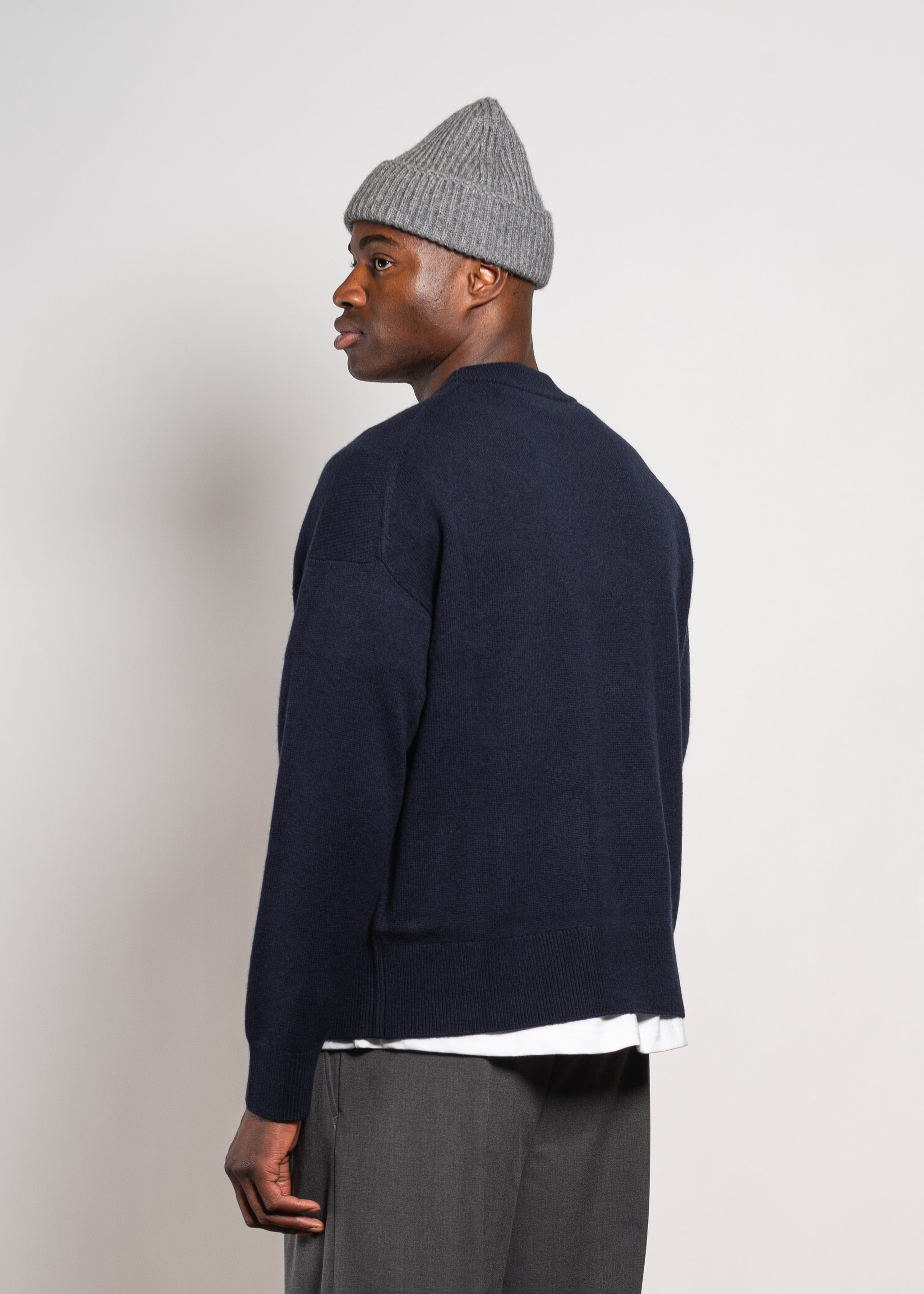 Yacaia Y-0008 Oversized Cashmere Blend Sweater - Navy | Knitwear