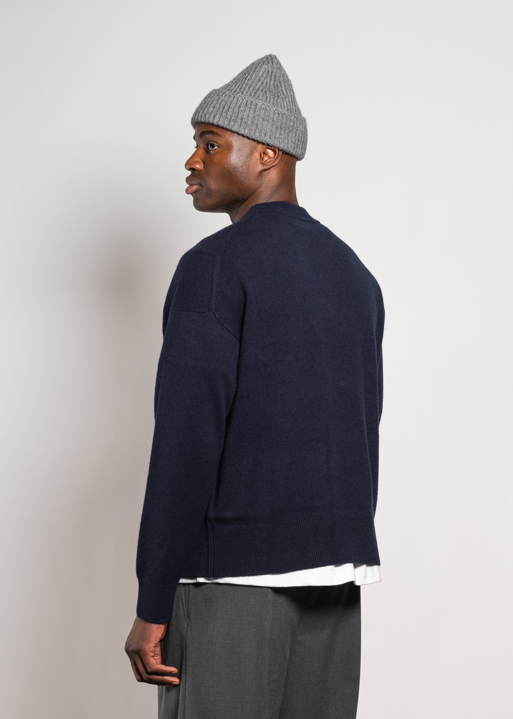 Yacaia Y-0008 Oversized Cashmere Blend Sweater - Navy