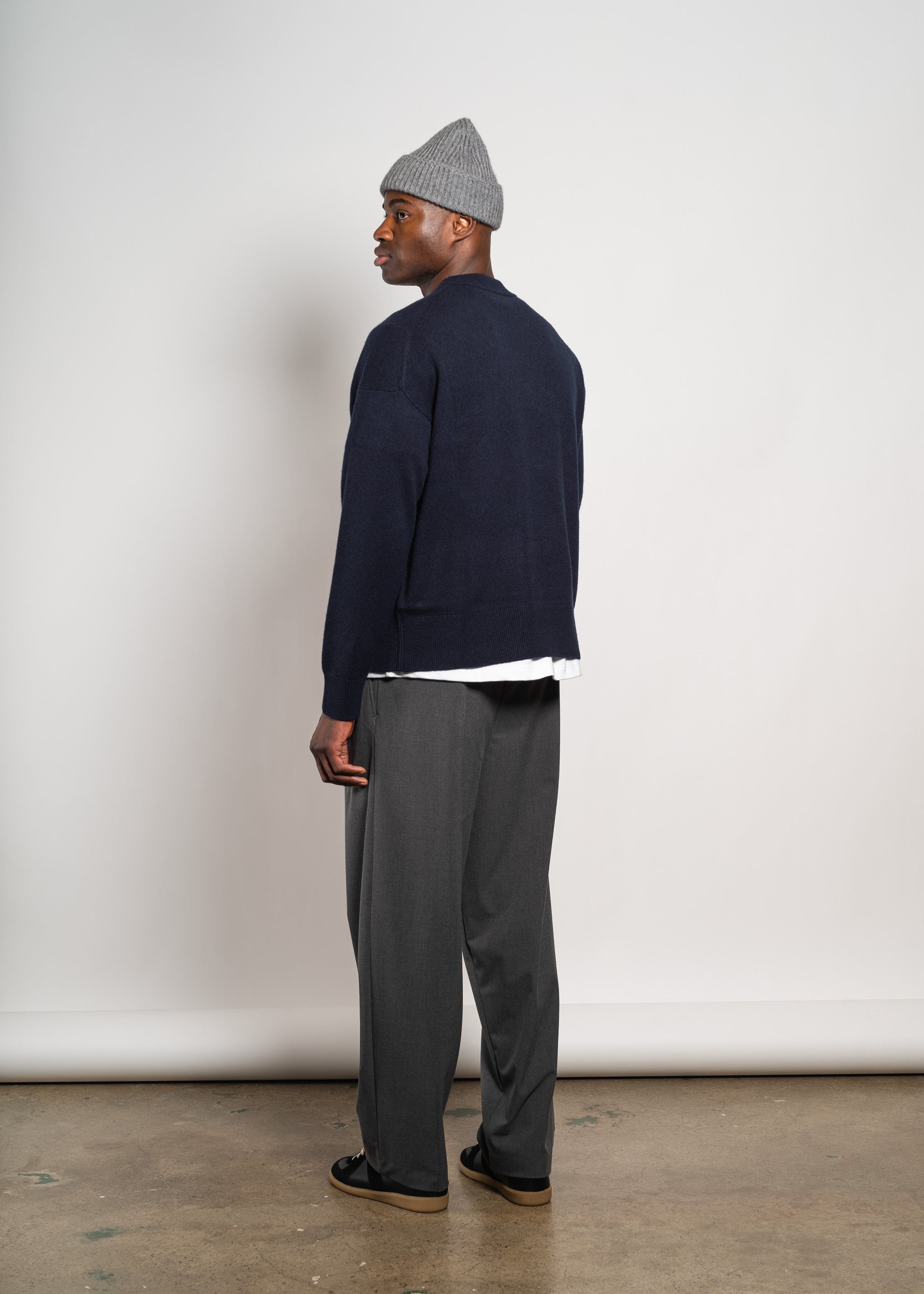 Yacaia Y-0008 Oversized Cashmere Blend Sweater - Navy