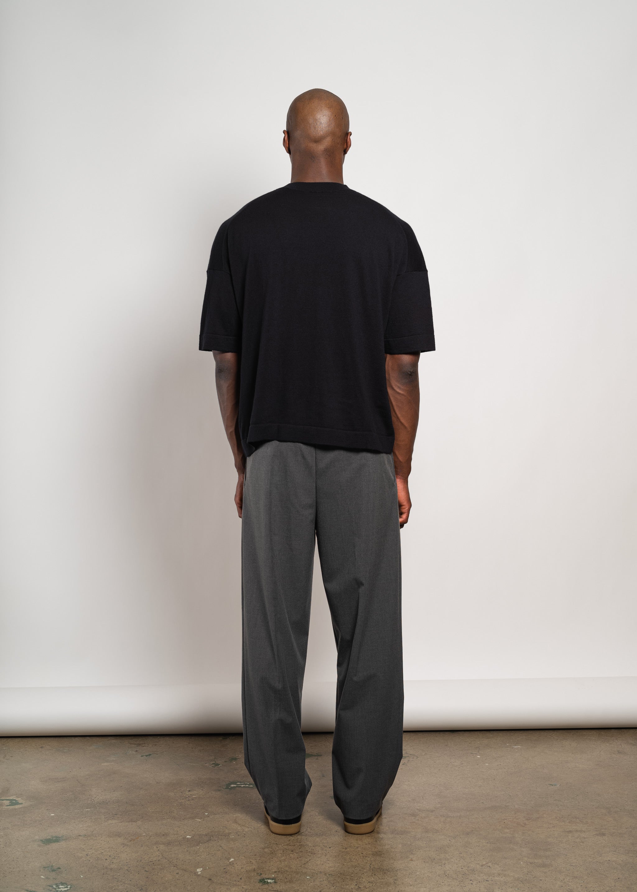 Yacaia Y-0009 Oversized Cashmere Blend T-Shirt - Black | Knitwear