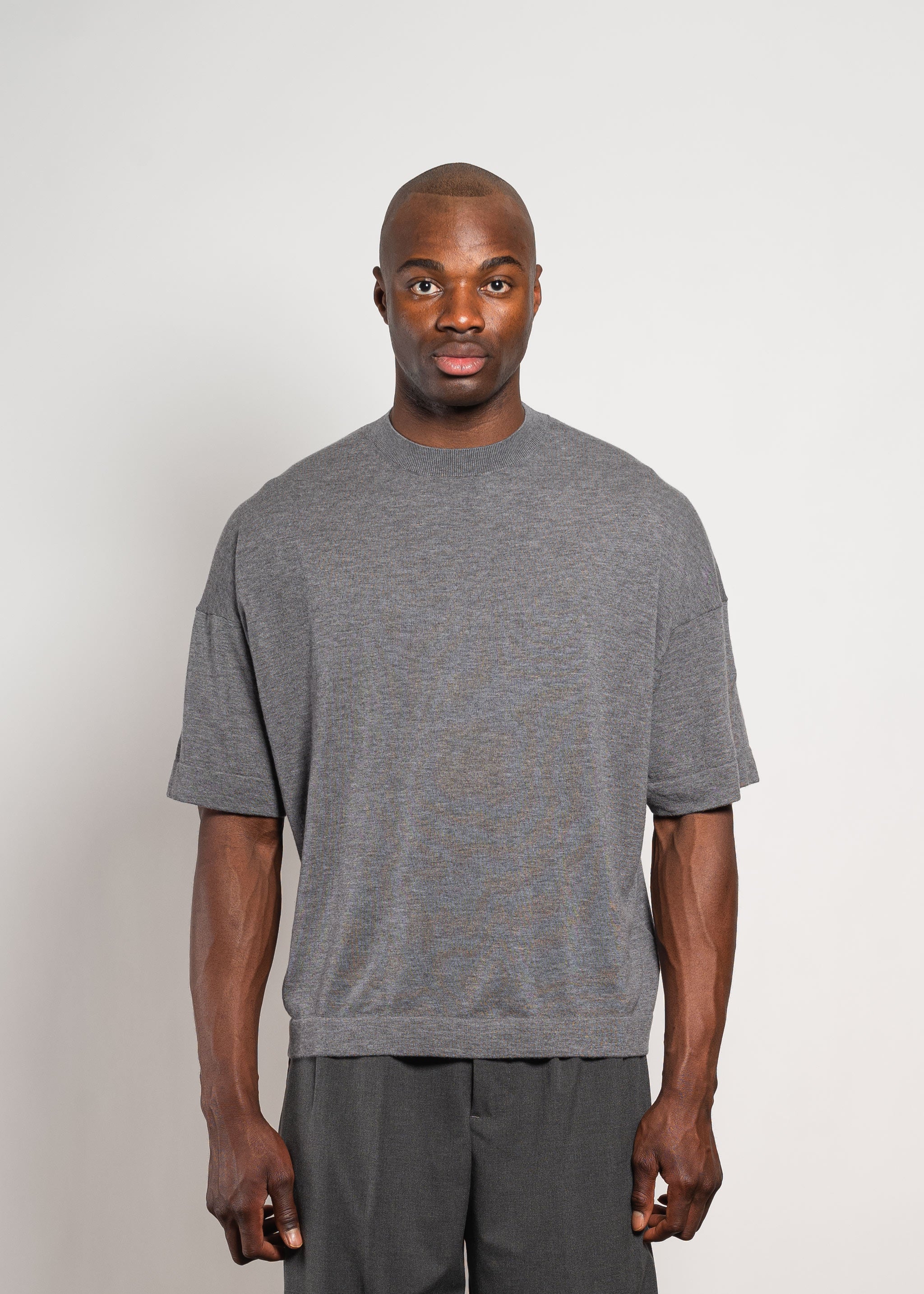 Yacaia Y-0009 Oversized Cashmere Blend T-Shirt - Grey