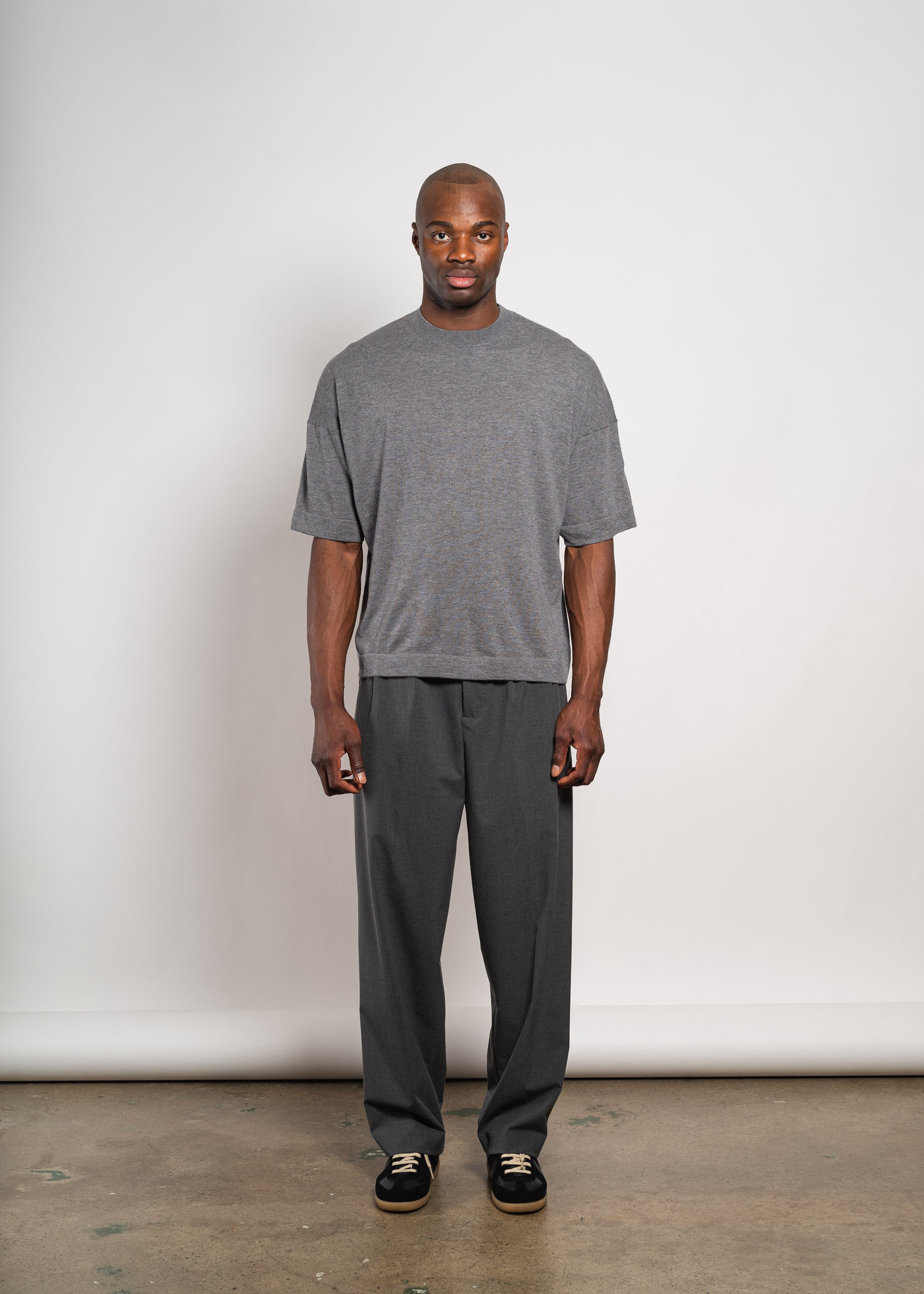 Yacaia Y-0009 Oversized Cashmere Blend T-Shirt - Grey | Knitwear