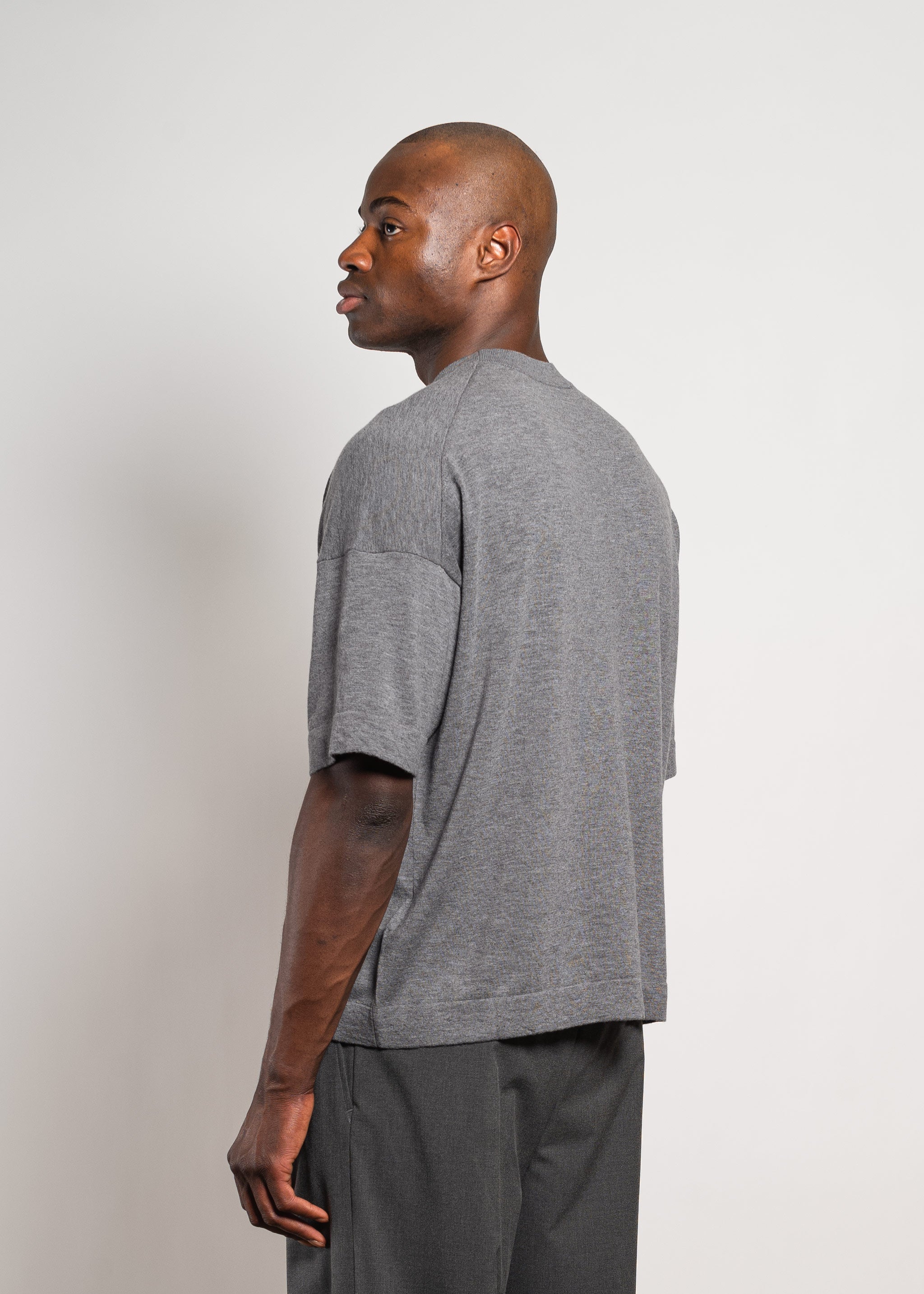 Yacaia Y-0009 Oversized Cashmere Blend T-Shirt - Grey | Knitwear