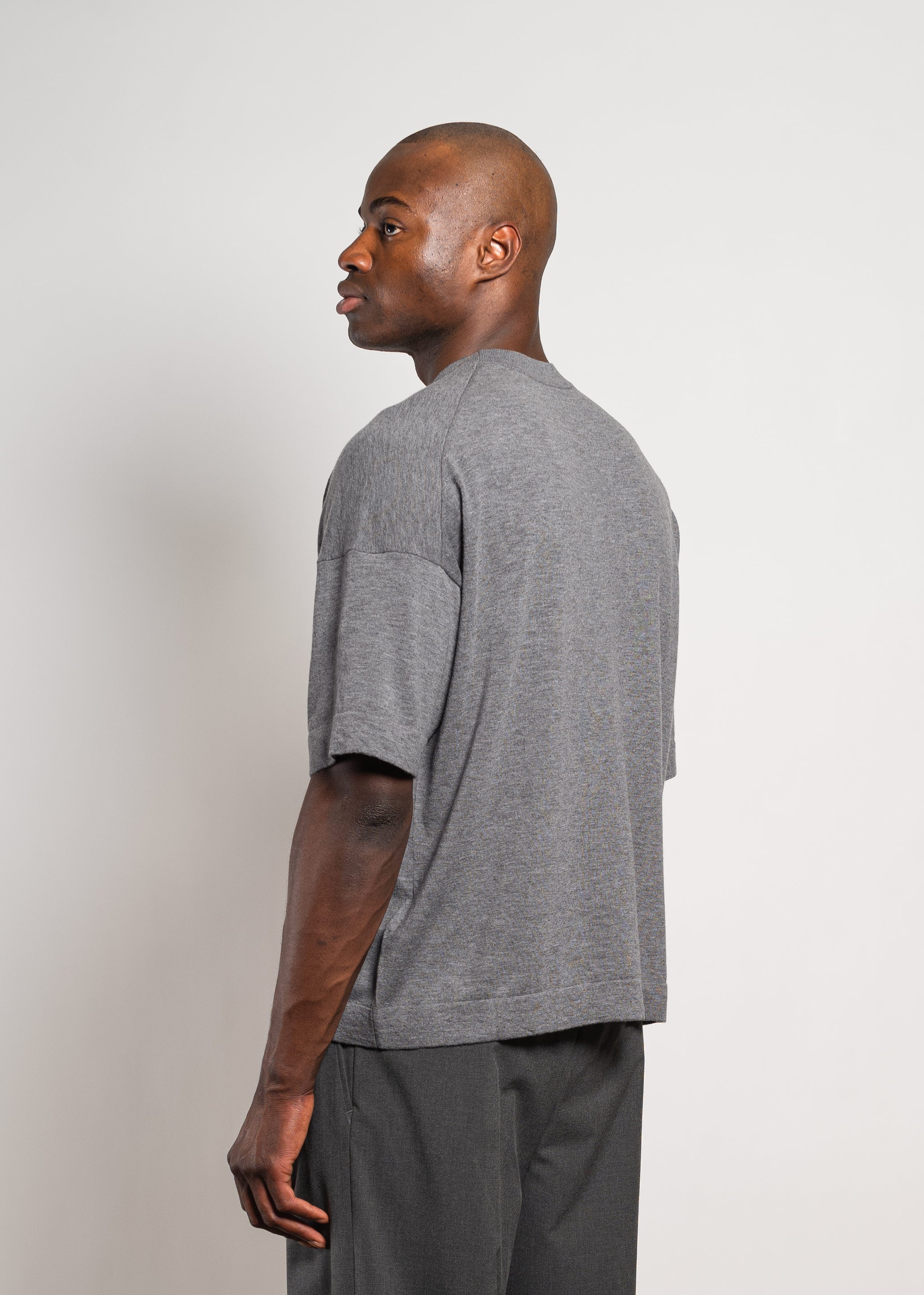 Yacaia Y-0009 Oversized Cashmere Blend T-Shirt - Grey