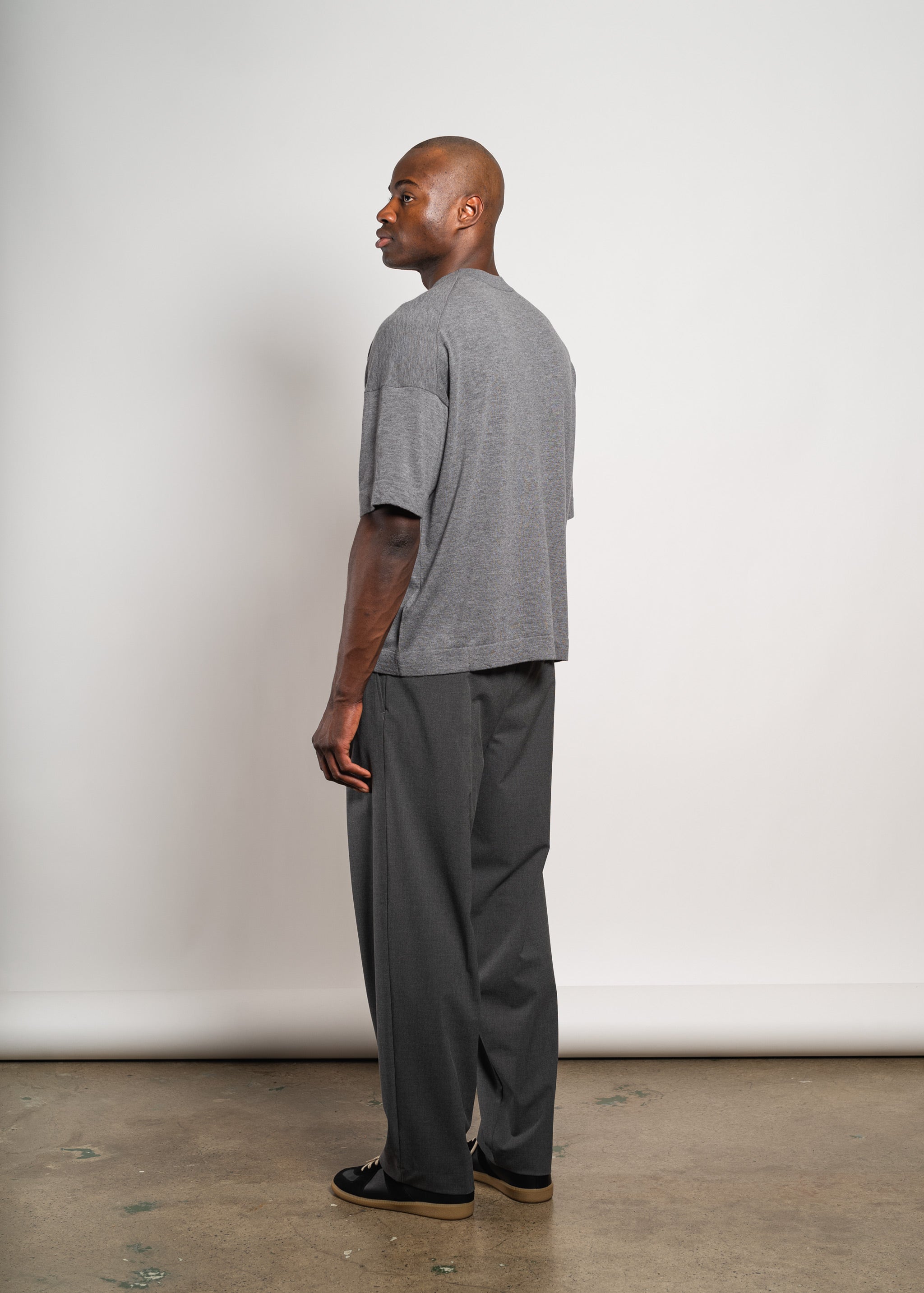 Yacaia Y-0009 Oversized Cashmere Blend T-Shirt - Grey | Knitwear