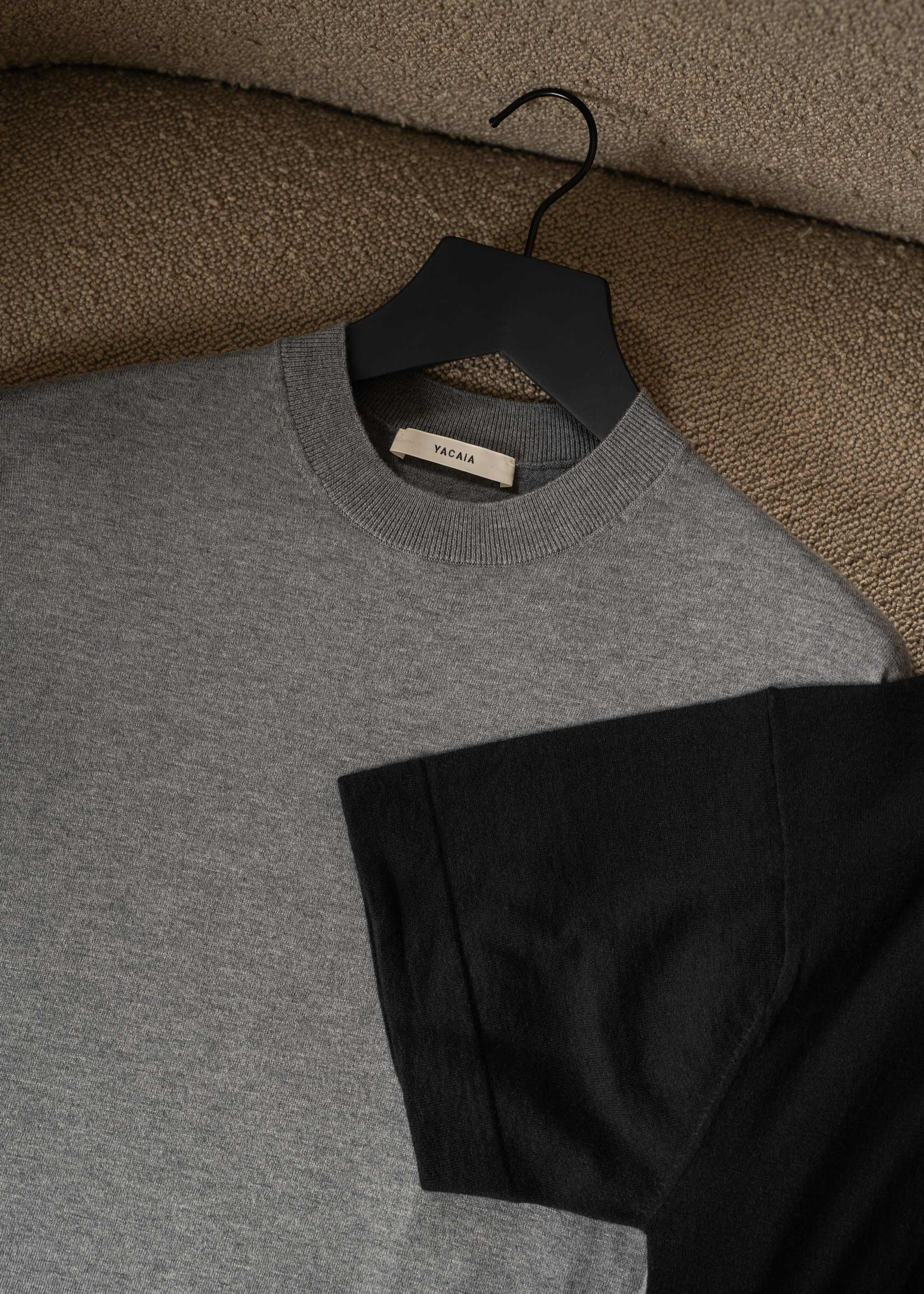 Yacaia Y-0009 Oversized Cashmere Blend T-Shirt - Grey