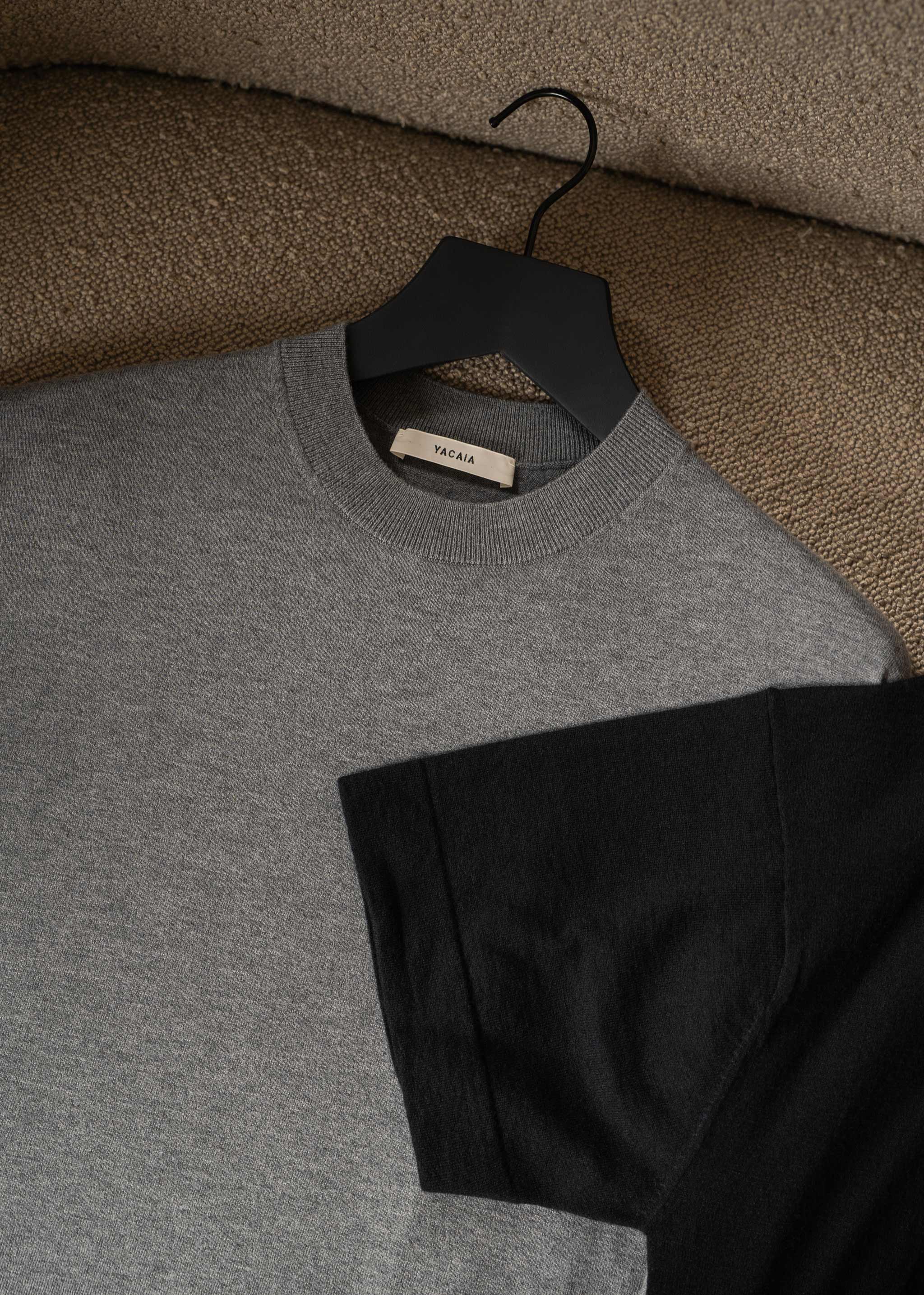 Yacaia Y-0009 Oversized Cashmere Blend T-Shirt - Grey | Knitwear