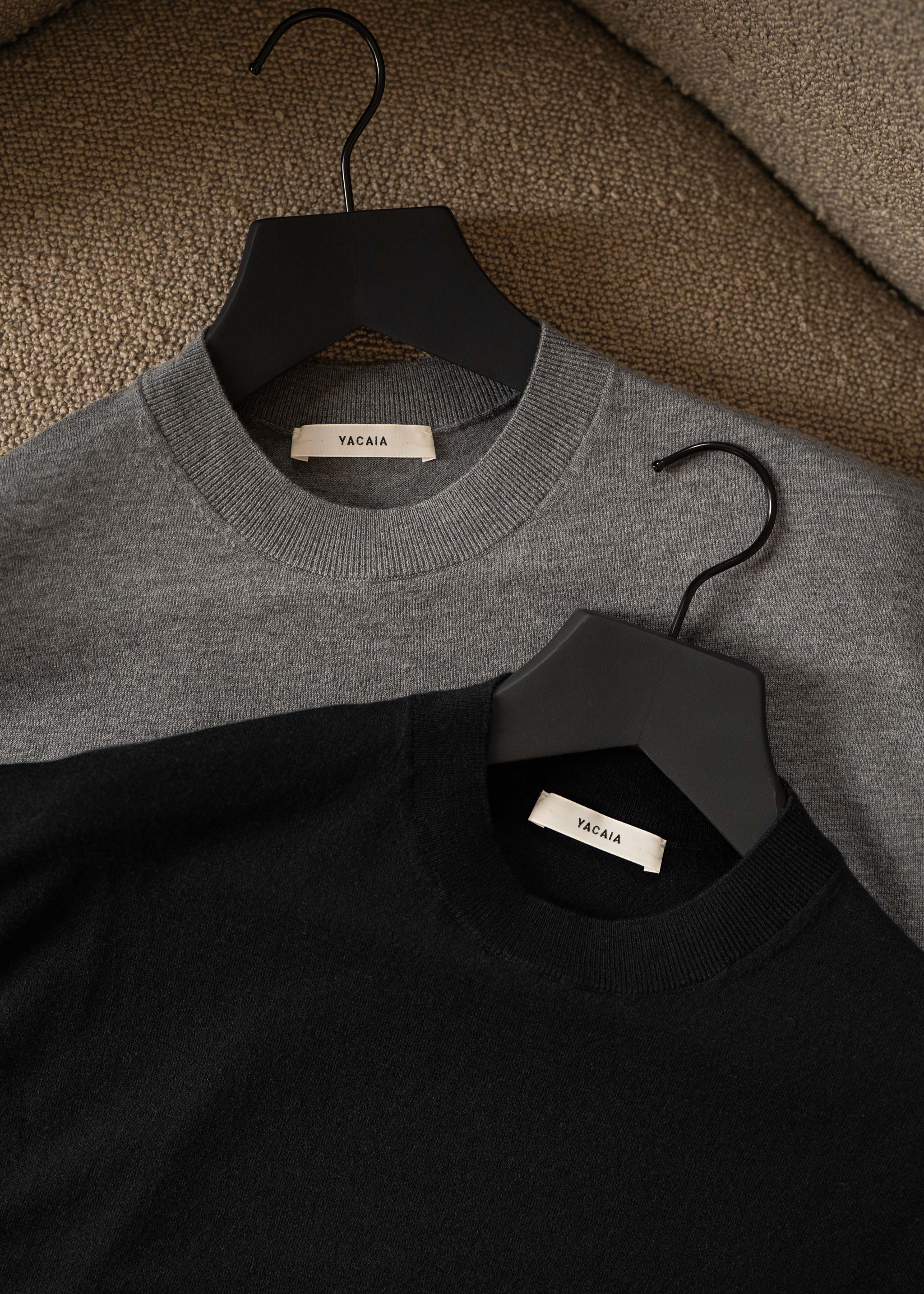 Yacaia Y-0009 Oversized Cashmere Blend T-Shirt - Black | Knitwear