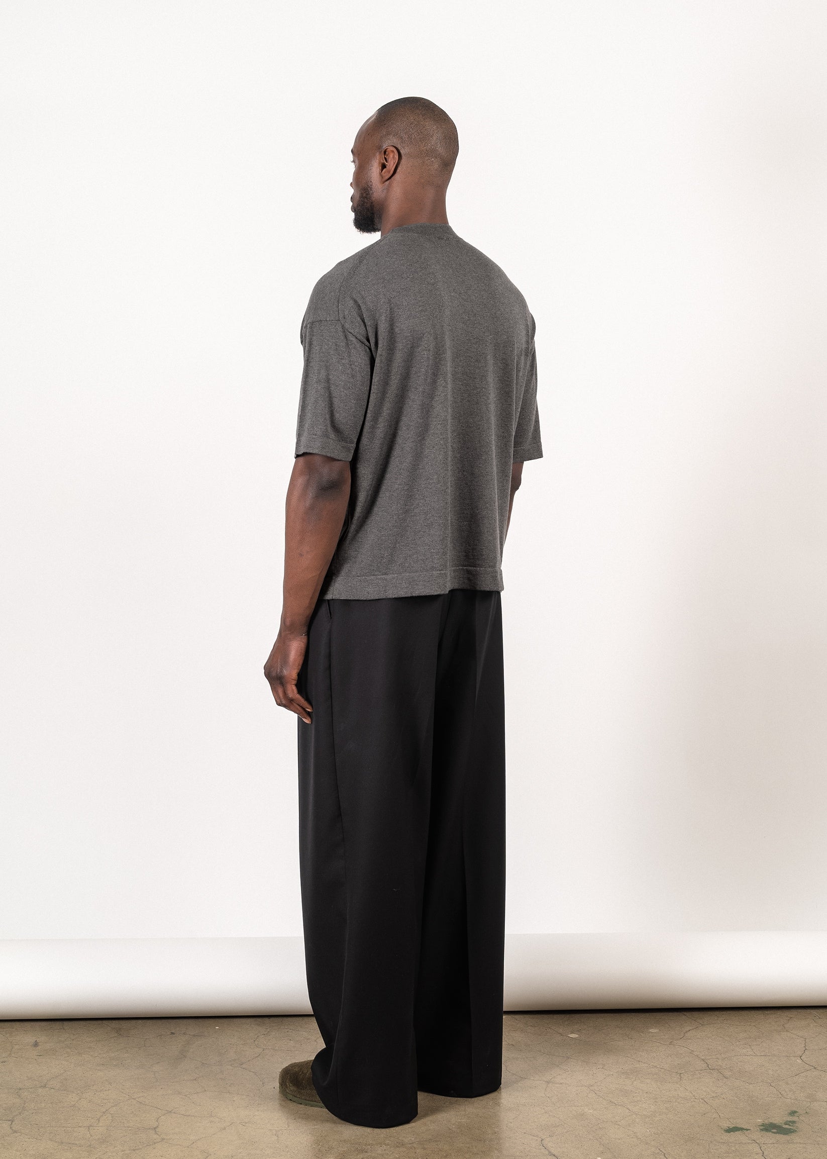 Yacaia Y-0023 Supima®/Cashmere Oversized T-Shirt - Grey | Knitwear