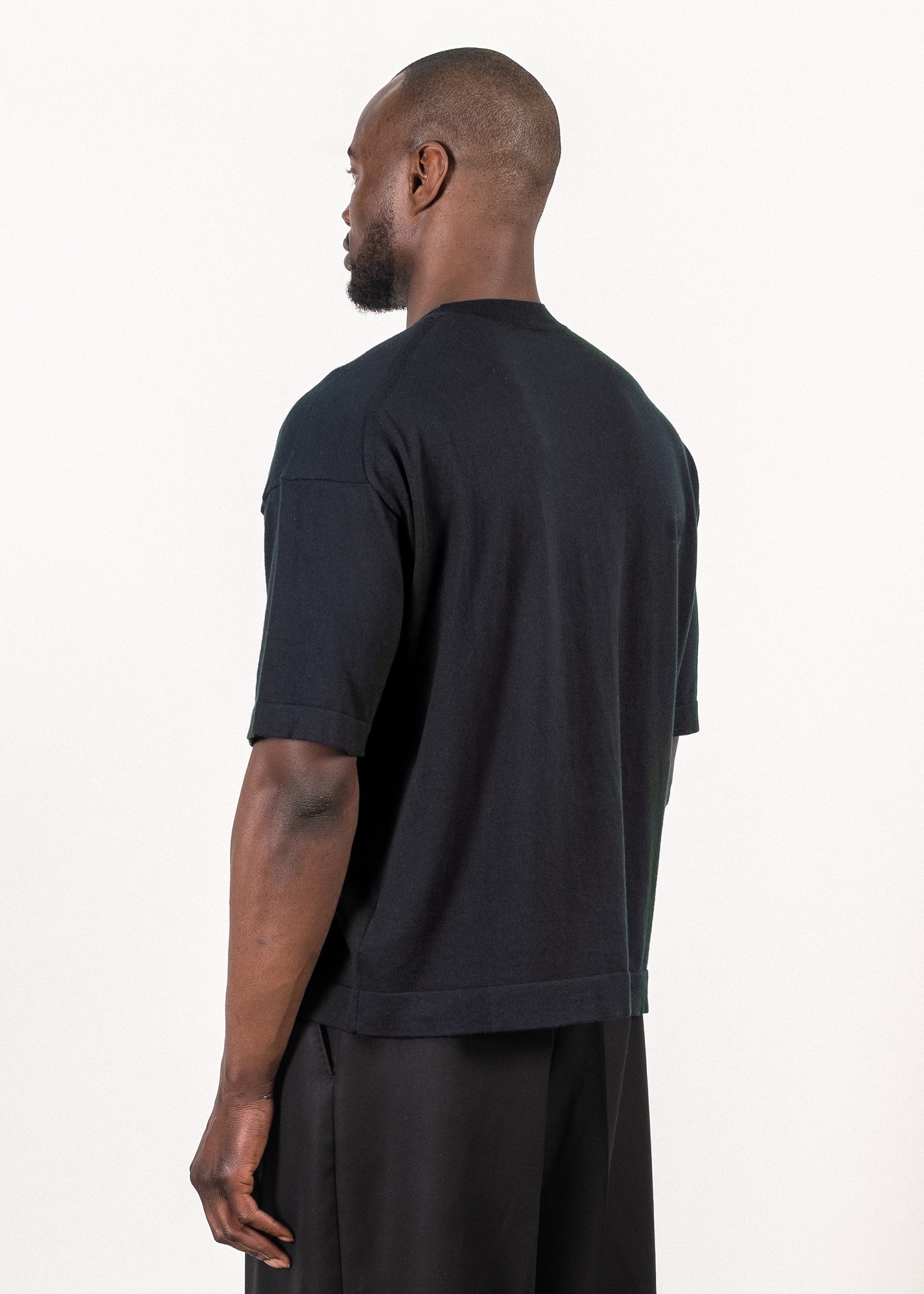 Yacaia Y-0023 Supima®/Cashmere Oversized T-Shirt - Navy | Knitwear