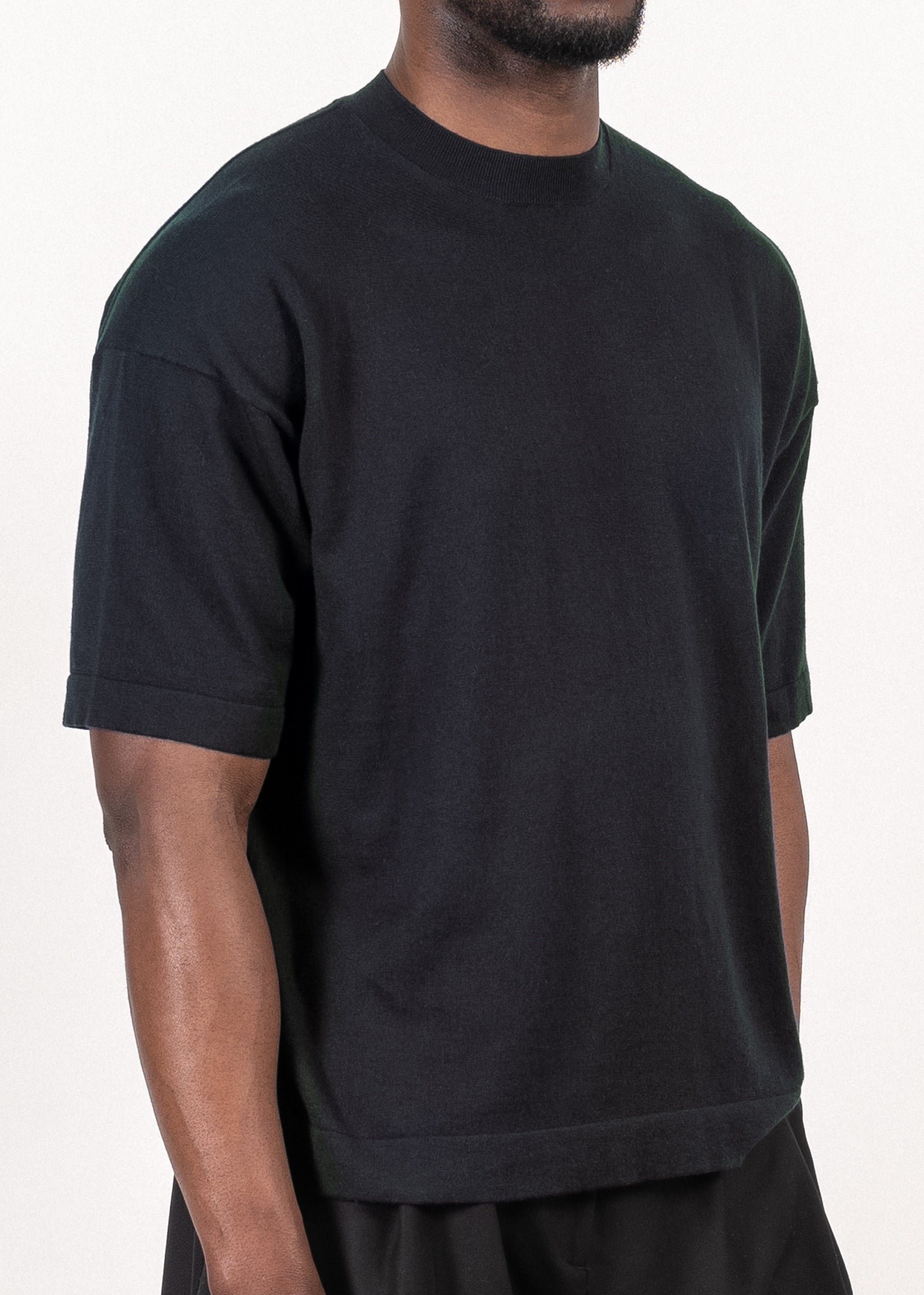 Yacaia Y-0023 Supima®/Cashmere Oversized T-Shirt - Navy | Knitwear