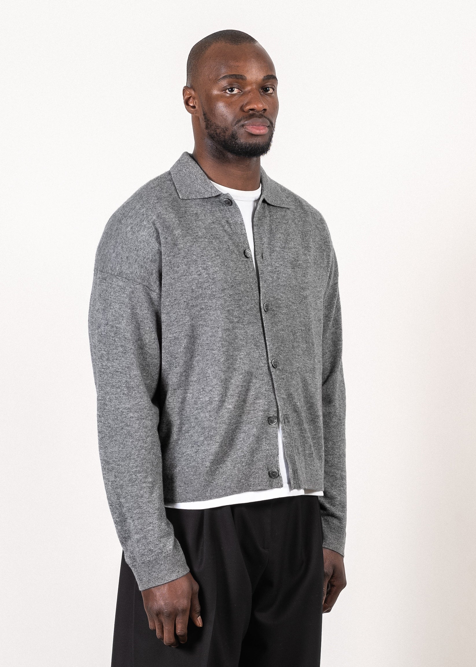 Yacaia Y-0017 Oversized Merino/Cashmere Cardigan - Grey | Knitwear