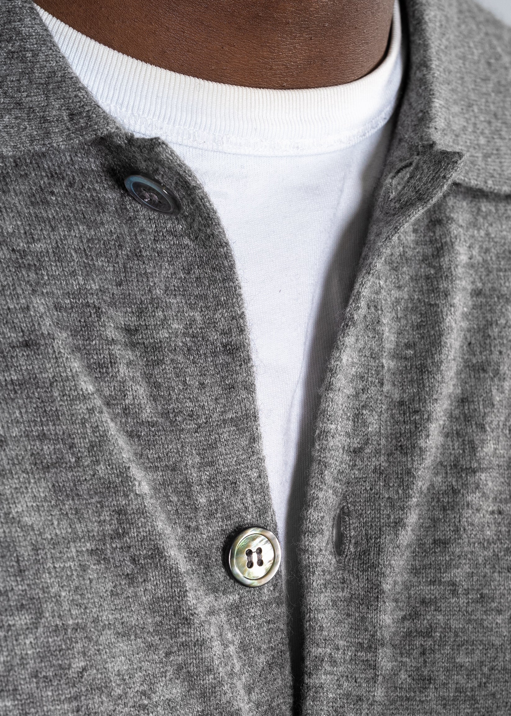 Y-0017 Oversized Merino/Cashmere Cardigan - Grey , Y-0017-GRY-Top-Zoom