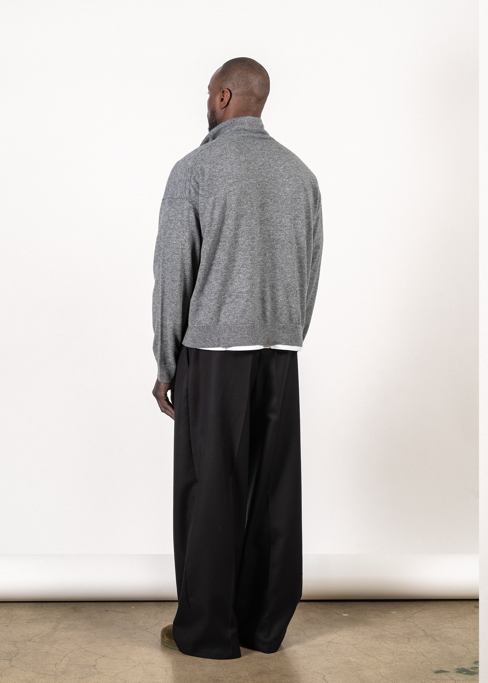 Y-0019 Oversized Half-Zip Merino/Cashmere Sweater - Grey