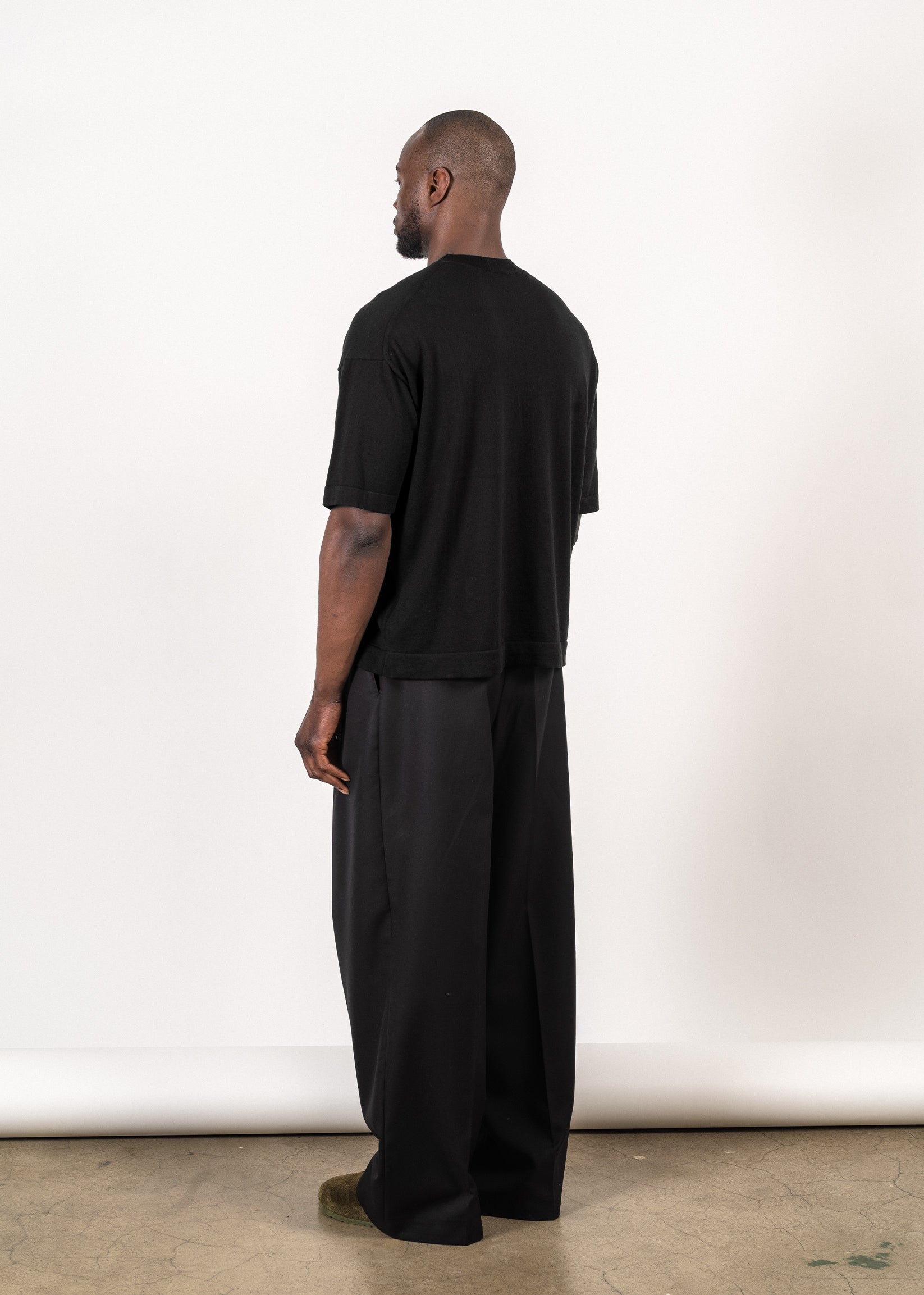 Yacaia Y-0023 Supima®/Cashmere Oversized T-Shirt - Black | Knitwear