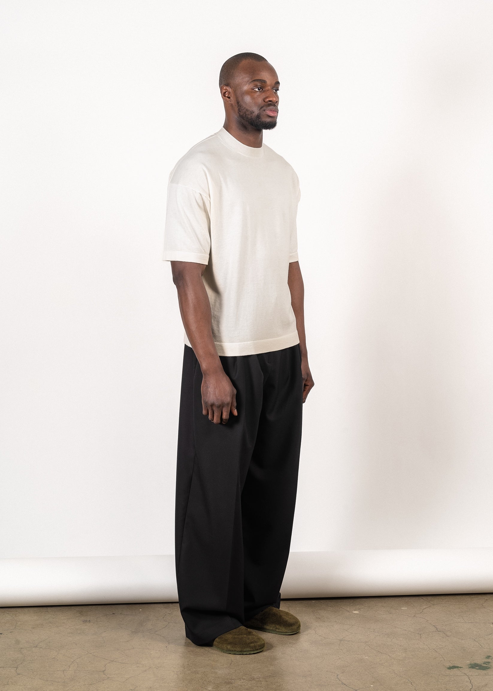 Yacaia Y-0023 Supima®/Cashmere Oversized T-Shirt - Cloud | Knitwear