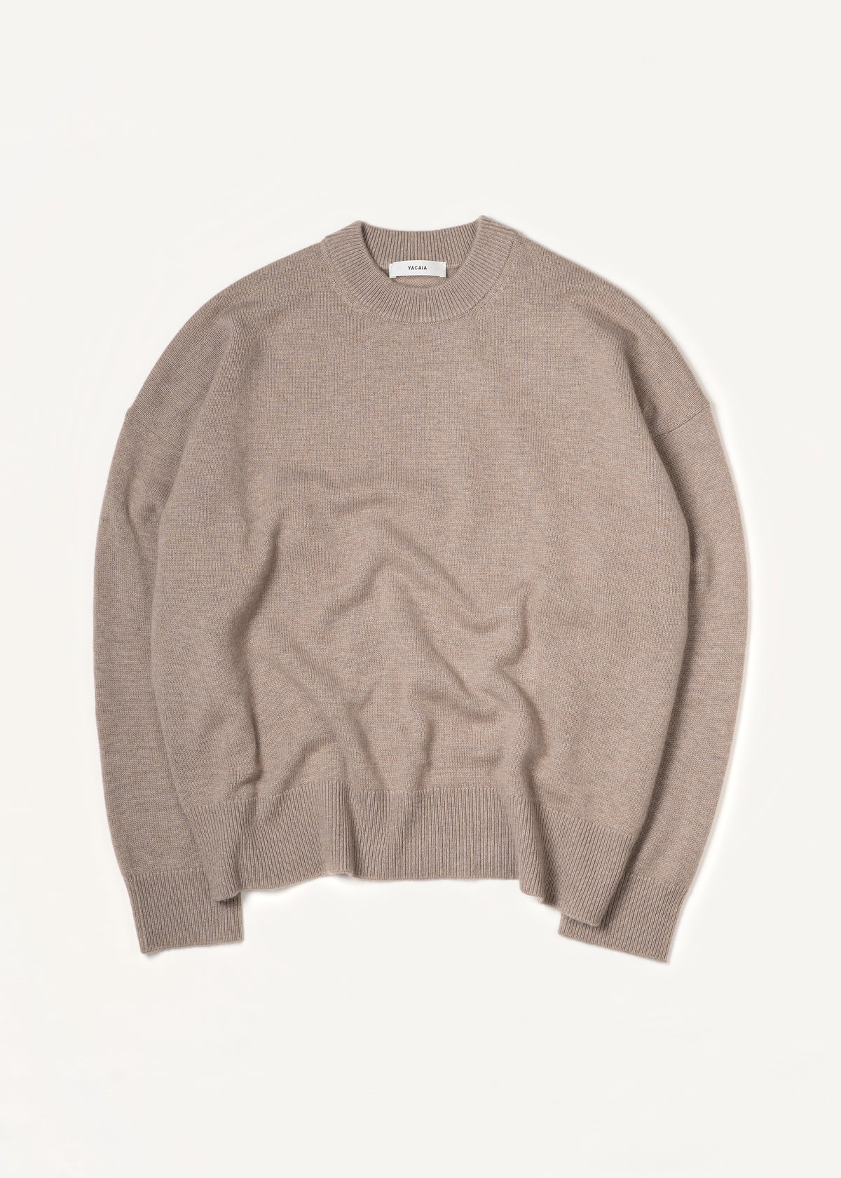 Y-0008 Oversized Merino/Cashmere Sweater - Sand , Yacaia-Y-0008-Sand-Flatlay-01_e1bbaeca-533f-4485-b0ad-d57f4789899d