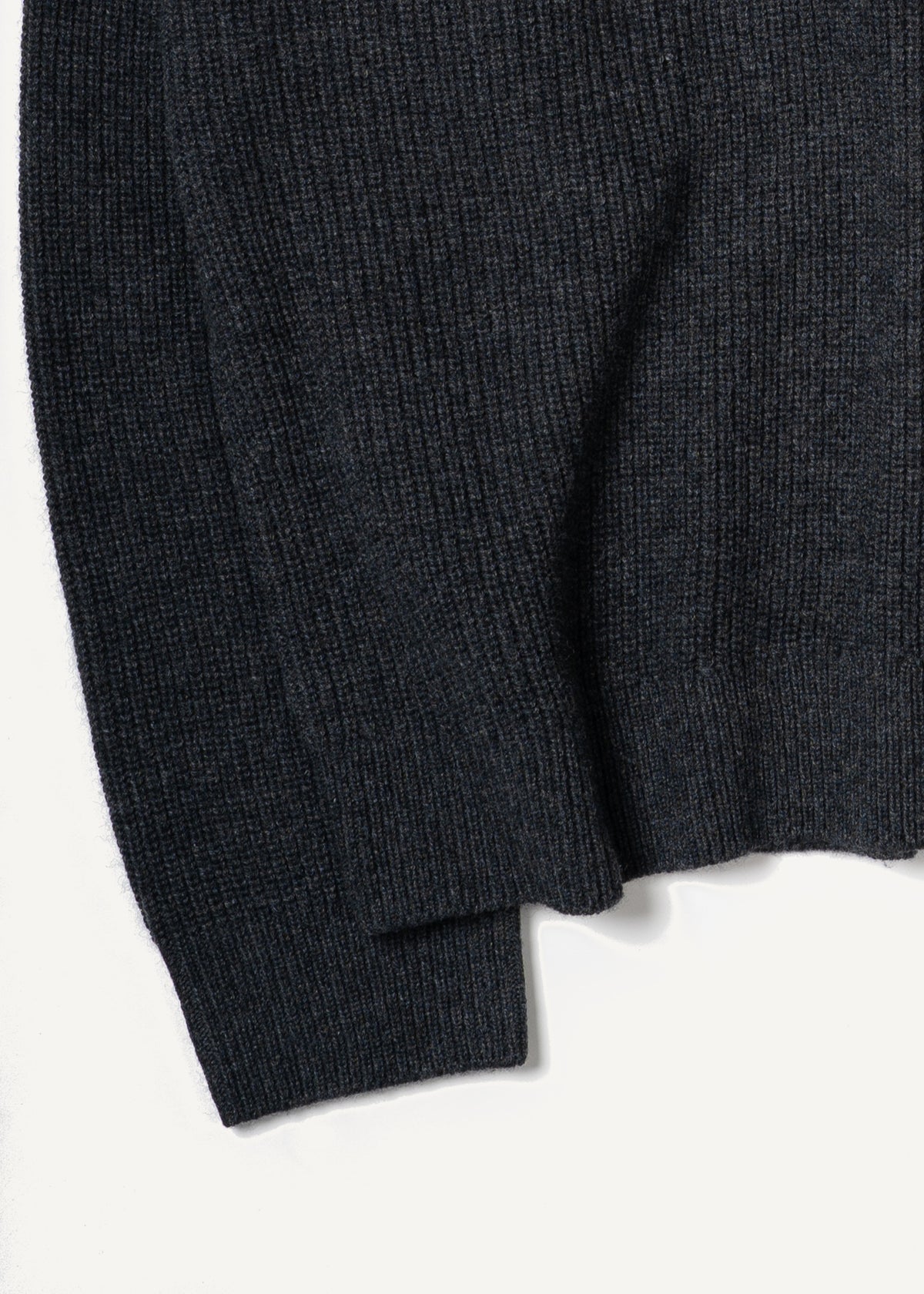 Y-0013 Oversized Ribbed Merino/Cashmere Sweater - Black Melange , Yacaia-Y-0013-Black-Melange-Flatlay-02