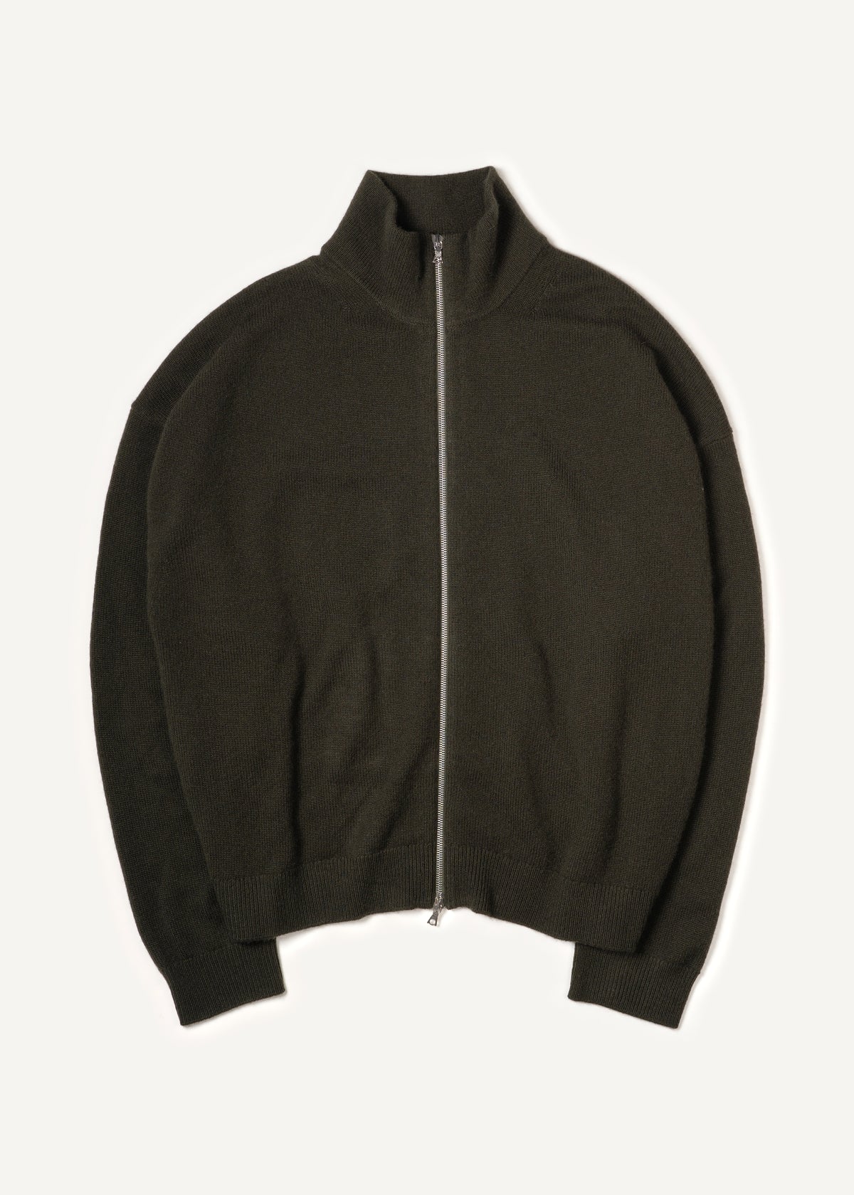 Y-0020 Oversized Full-Zip Merino/Cashmere Sweater - Dark Green , Yacaia-Y-0020-Dark-Green-Flatlay-04_09248766-de9c-4d2d-b9e1-58781d72b050