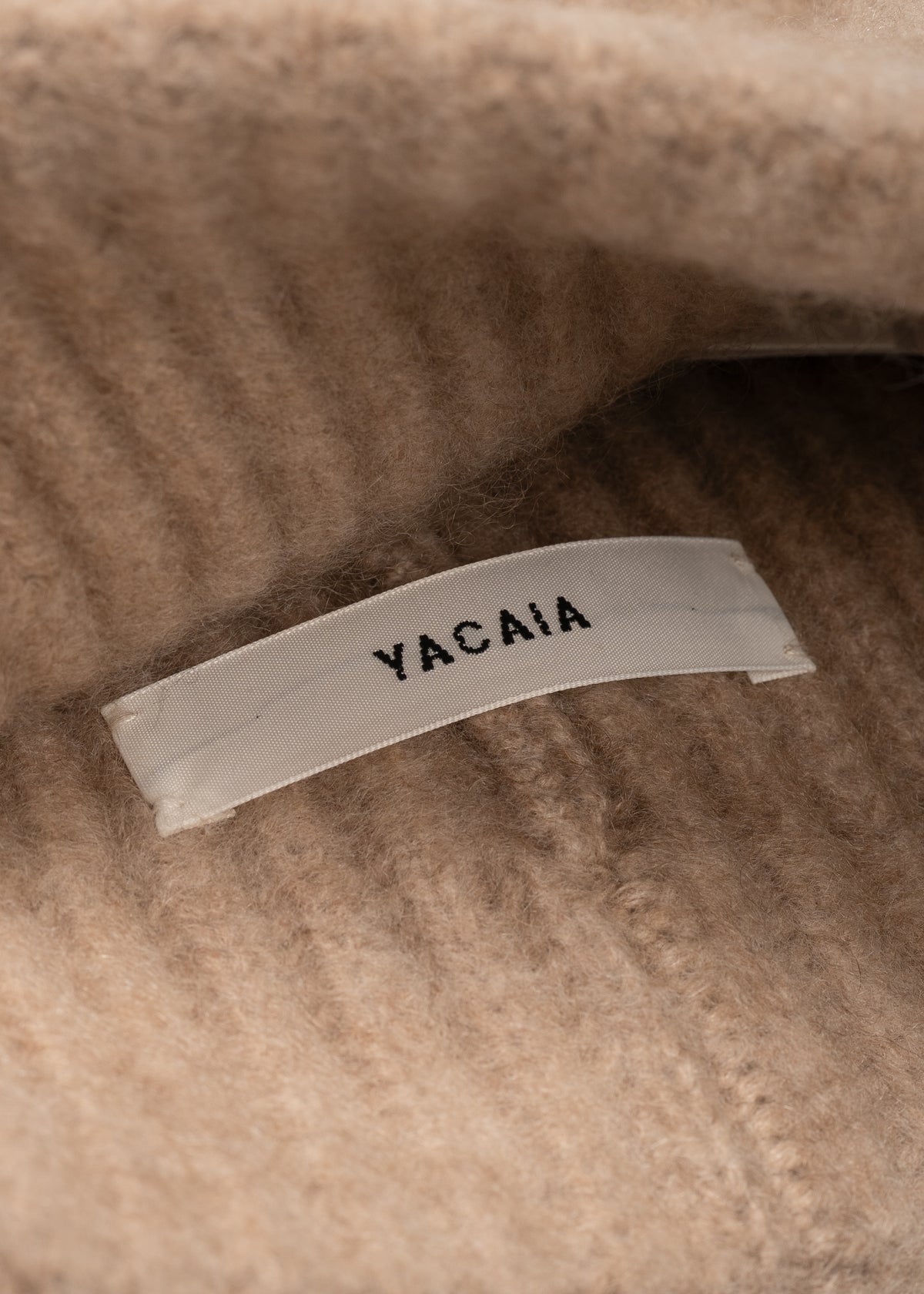 Y-0005 Brushed Cashmere Beanie - Camel , Yacaia_Y-0005_Camel_Brushed_Label