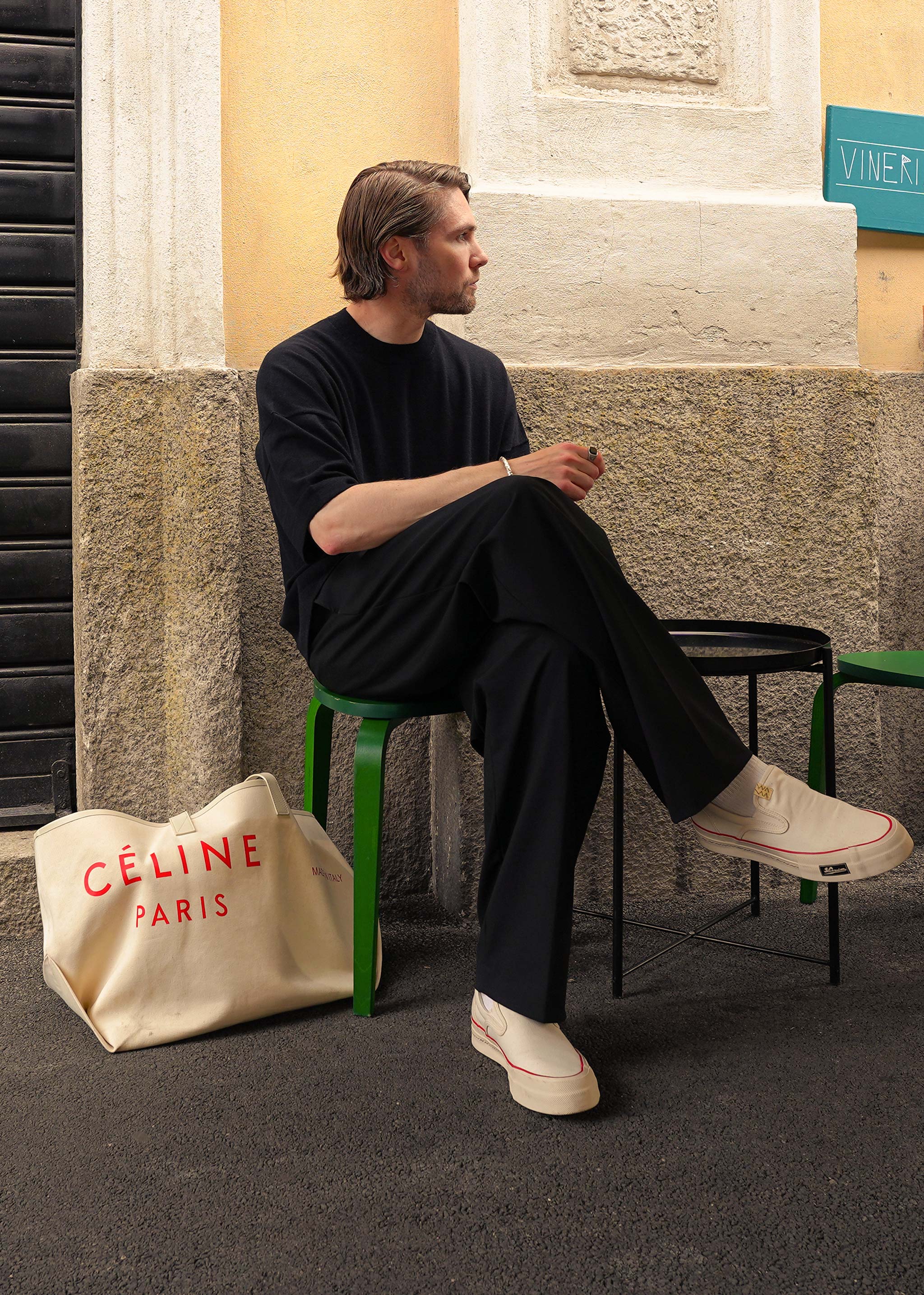 Yacaia Y-0009 Oversized Cashmere Blend T-Shirt - Black | Knitwear