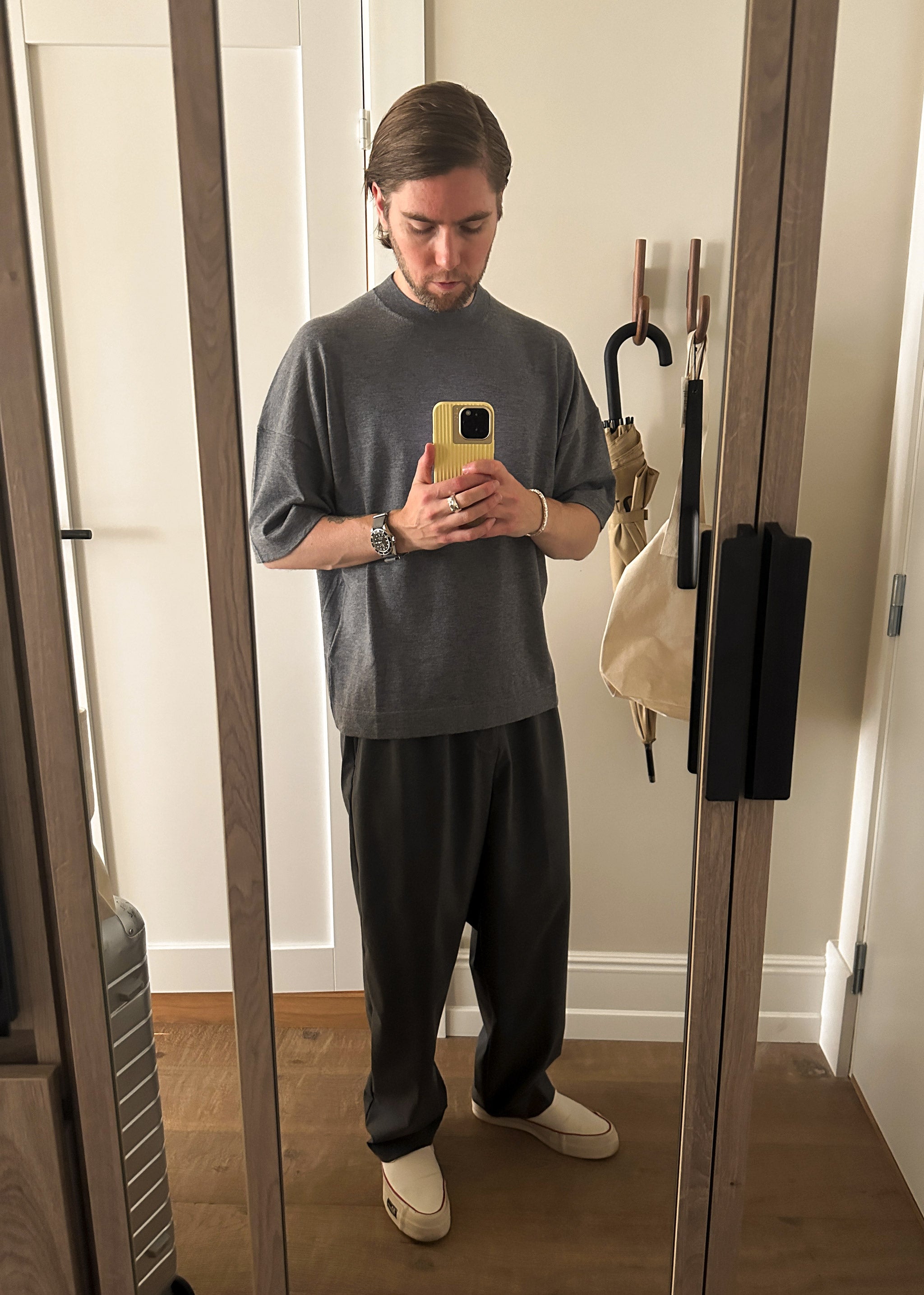 Yacaia Y-0009 Oversized Cashmere Blend T-Shirt - Grey | Knitwear