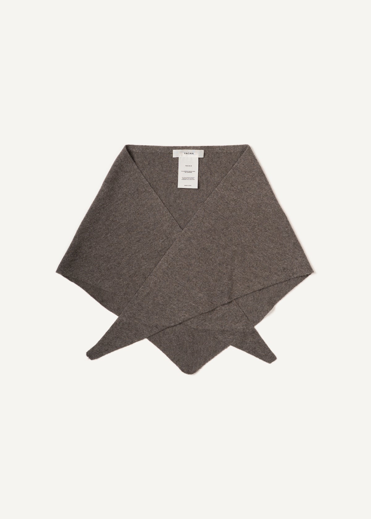 Y-0022 Triangle Merino/Cashmere Scarf - Dark Brown , Yacaia_Y-0022_DarkBrown_Flatlay_01_66185563-efdb-4f71-b822-afde5649a652