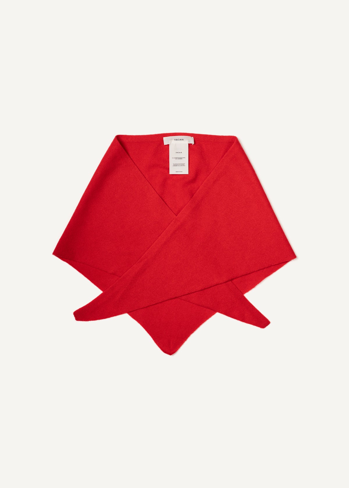 Y-0022 Triangle Merino/Cashmere Scarf - Red , Yacaia_Y-0022_Red_Flatlay_01_8b6725de-a0ac-49dd-b1b7-535af3e01f14